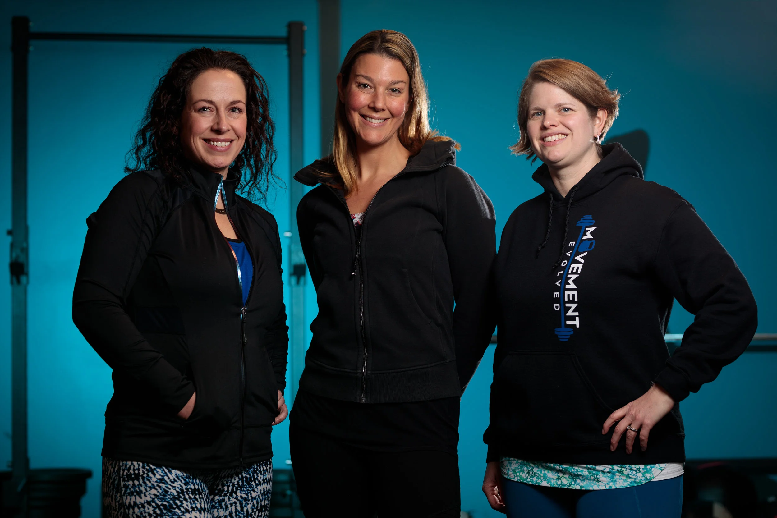 Kim, Kristen and Sarah in the new gym space.