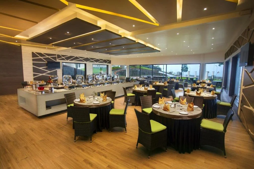 Aesthetically designed restaurant with buffet counters