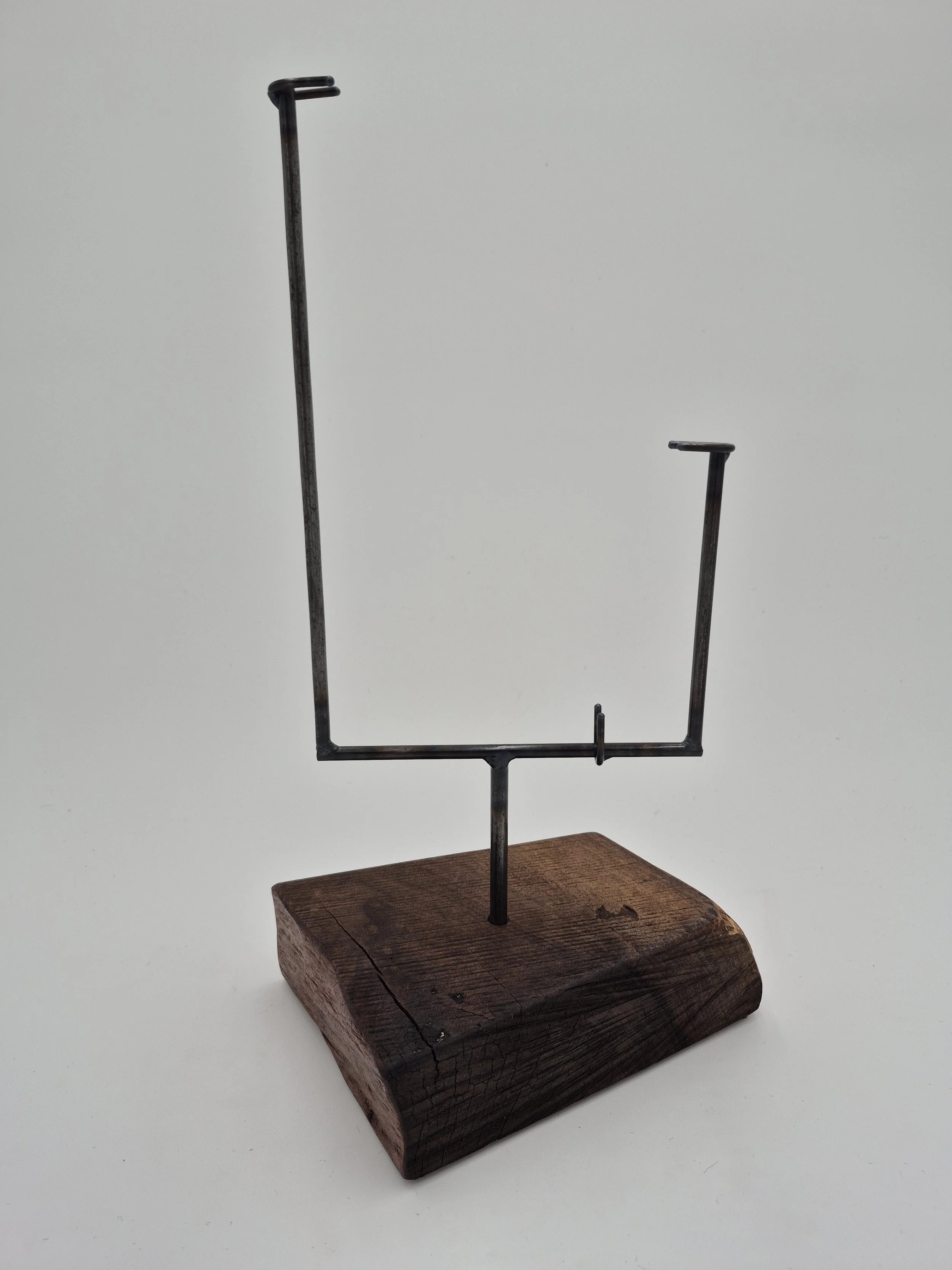 12" x 6" glass stand on black walnut