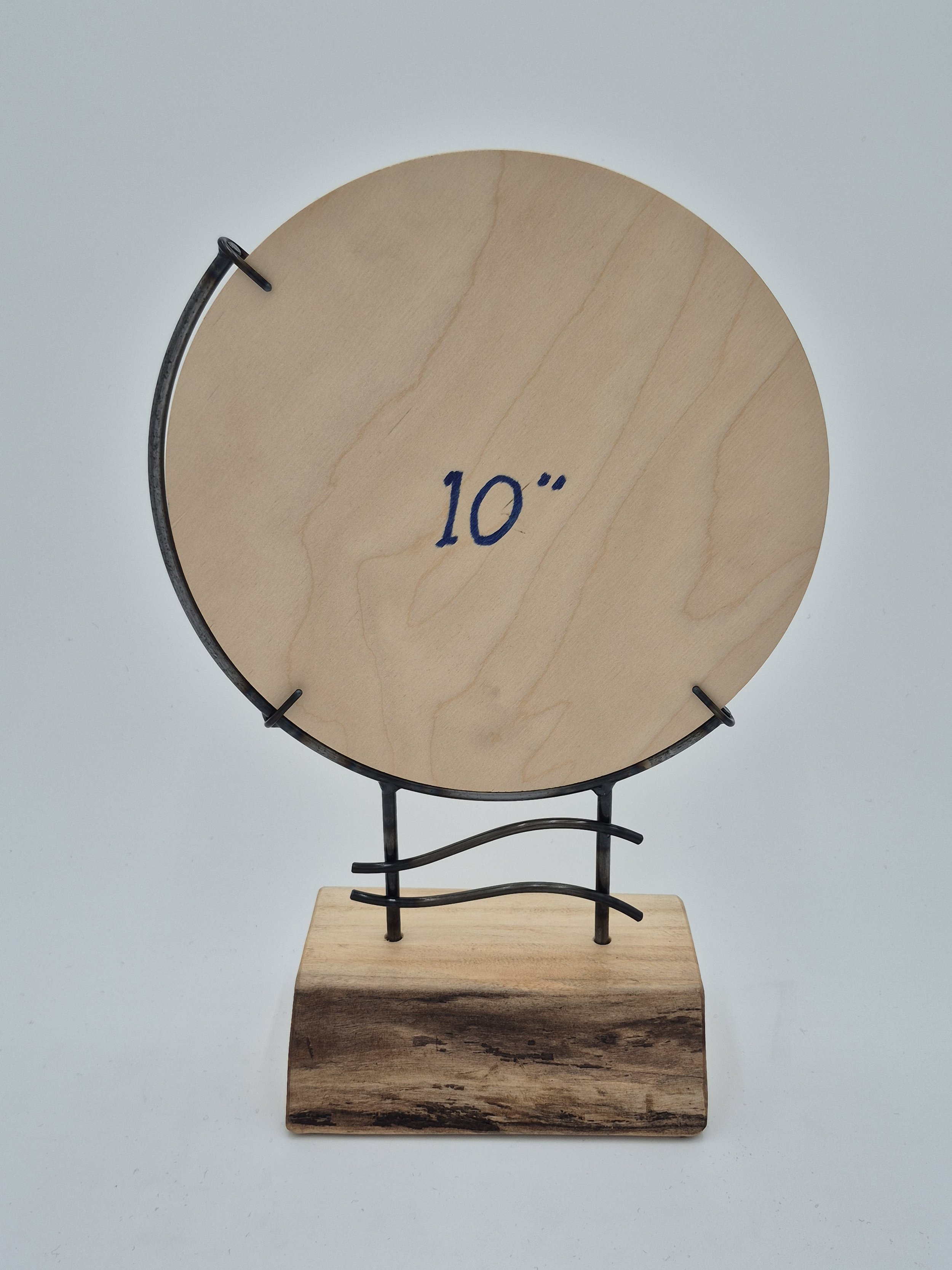 10" round glass stand on cottonwood