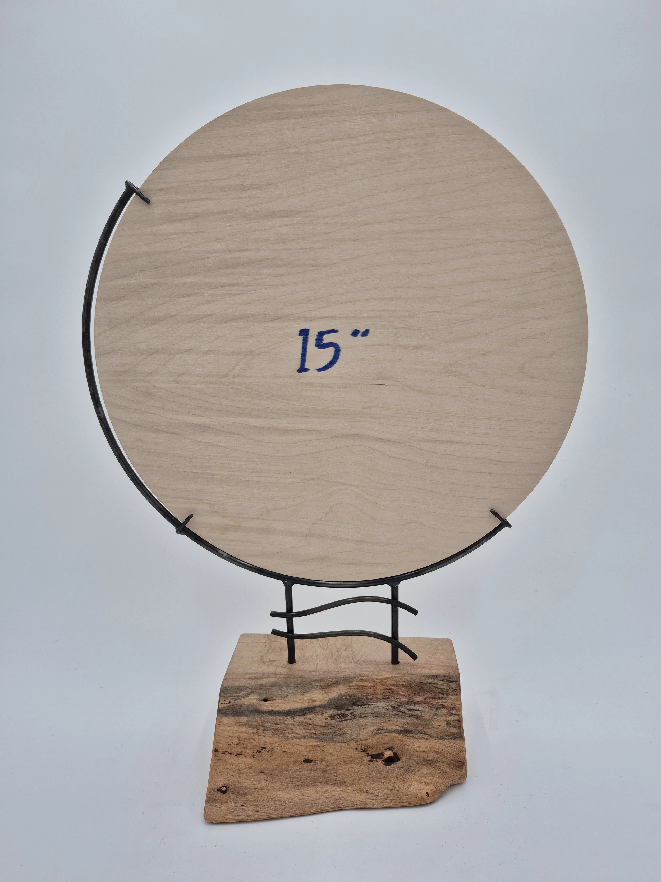 15" offset glass stand on maple