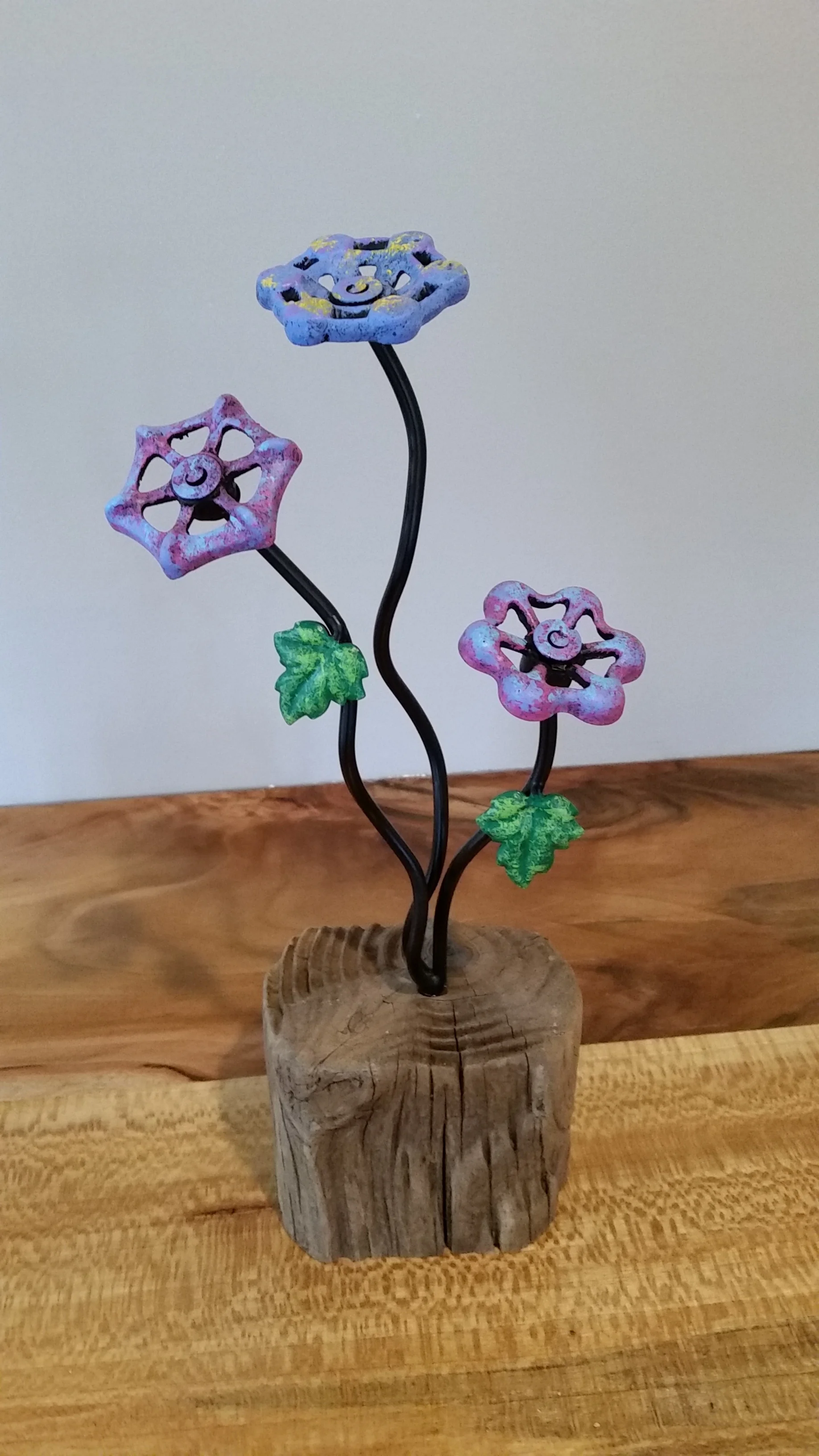 metal petals sculpture - blue/violet
