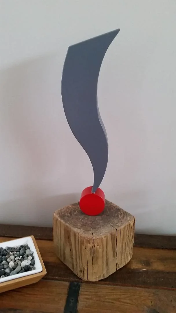 exclamation point hollow form sculpture