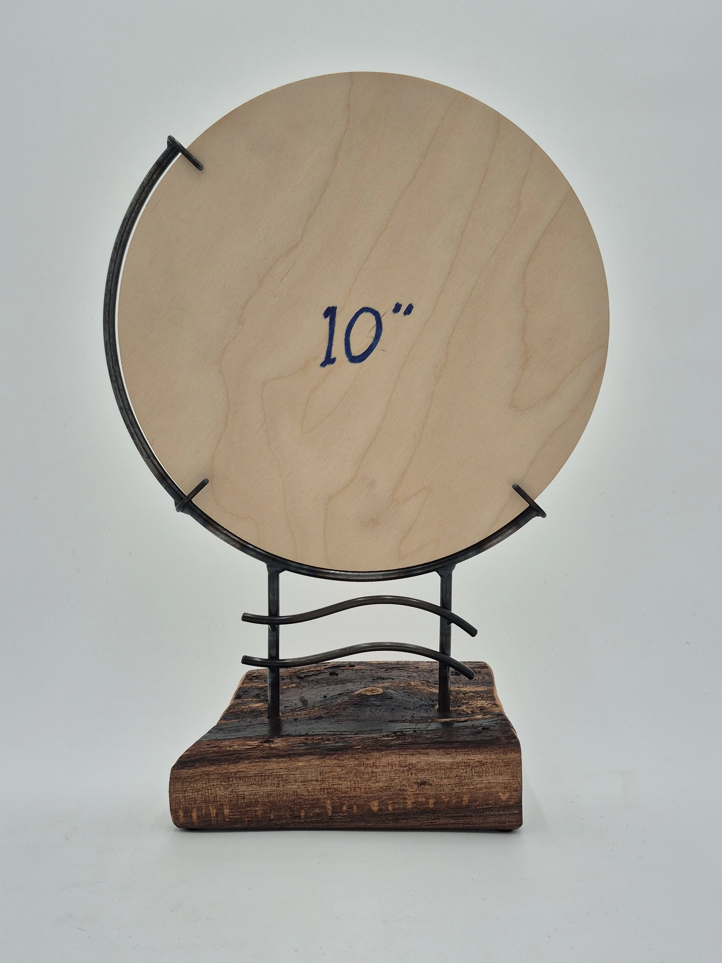10" glass stand on black walnut