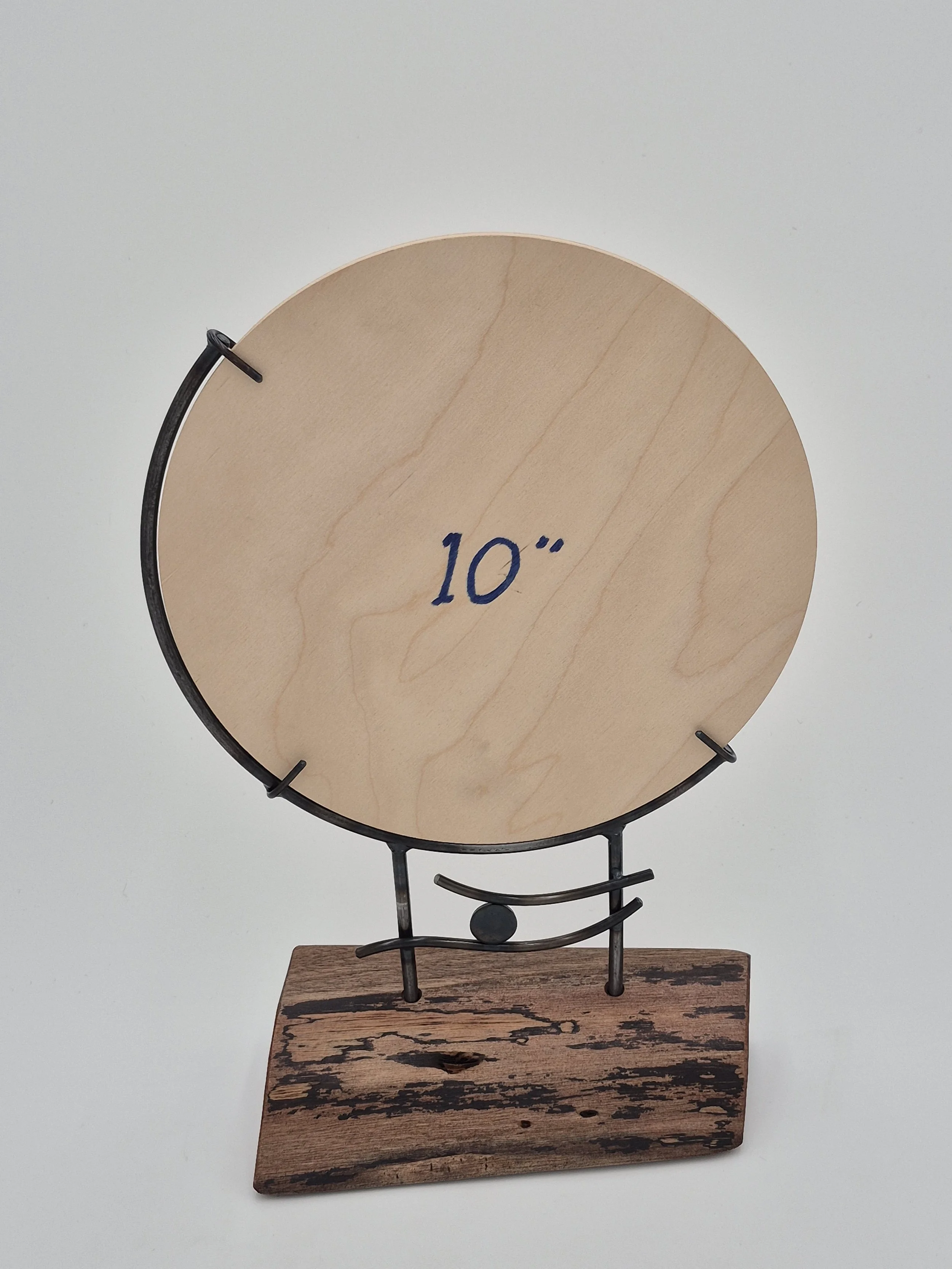 10" glass stand on black walnut