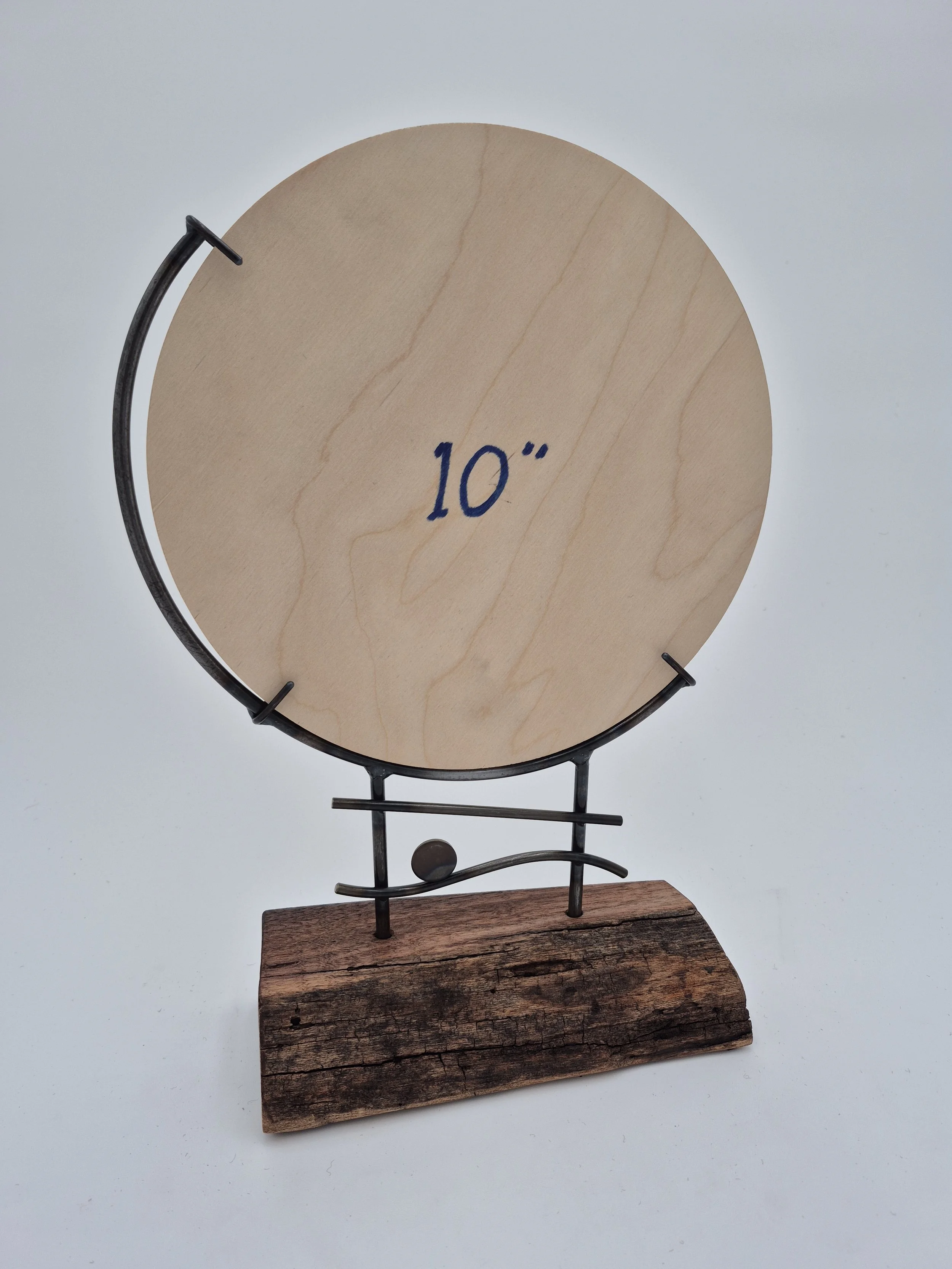 10" glass stand on black walnut