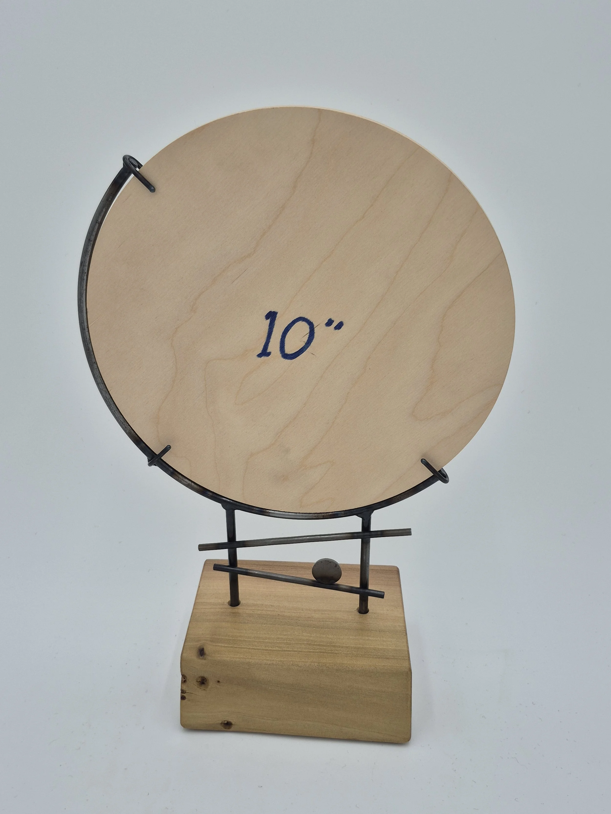 10" round glass stand on poplar