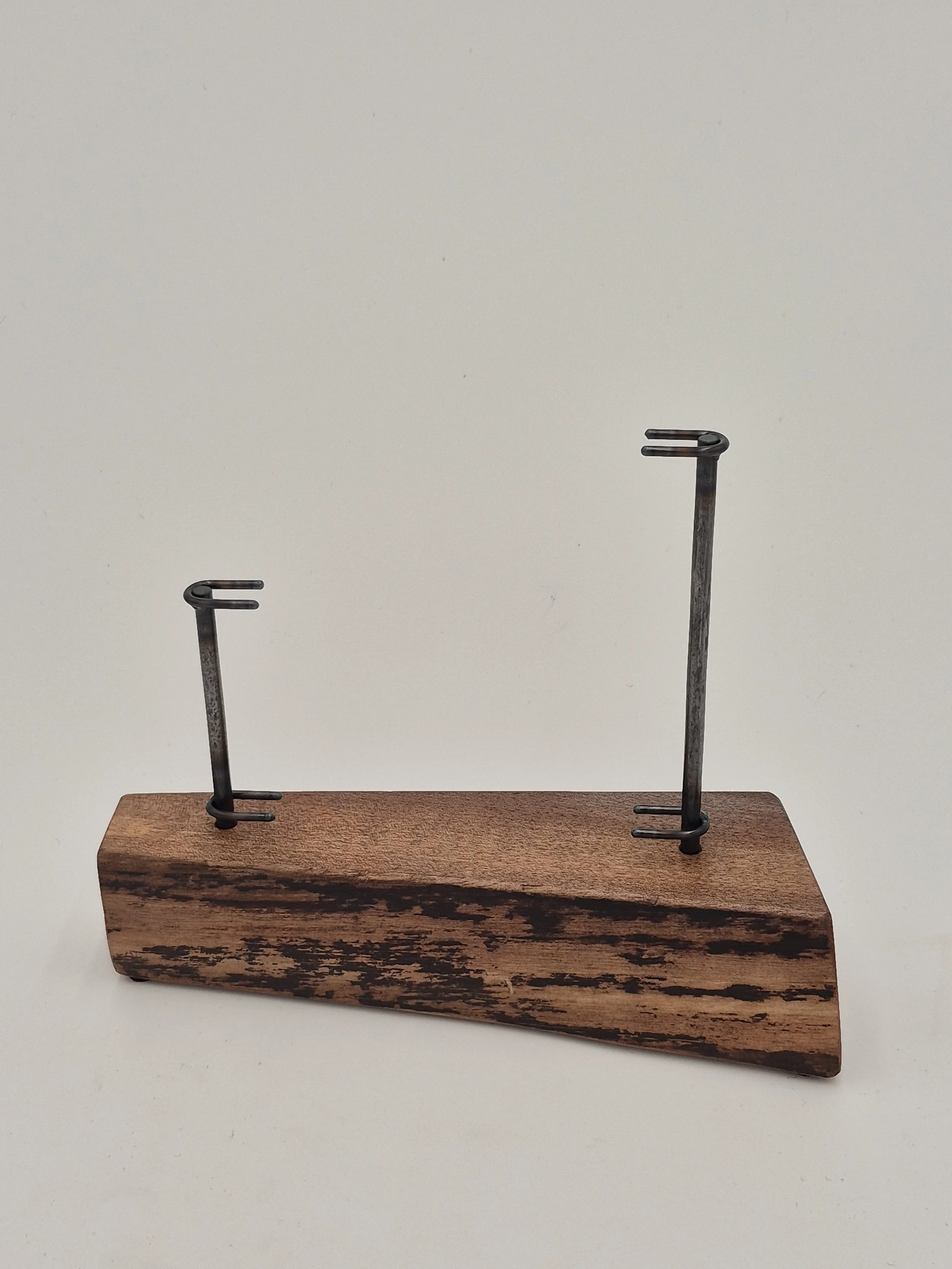 6" wide glass stand on black walnut
