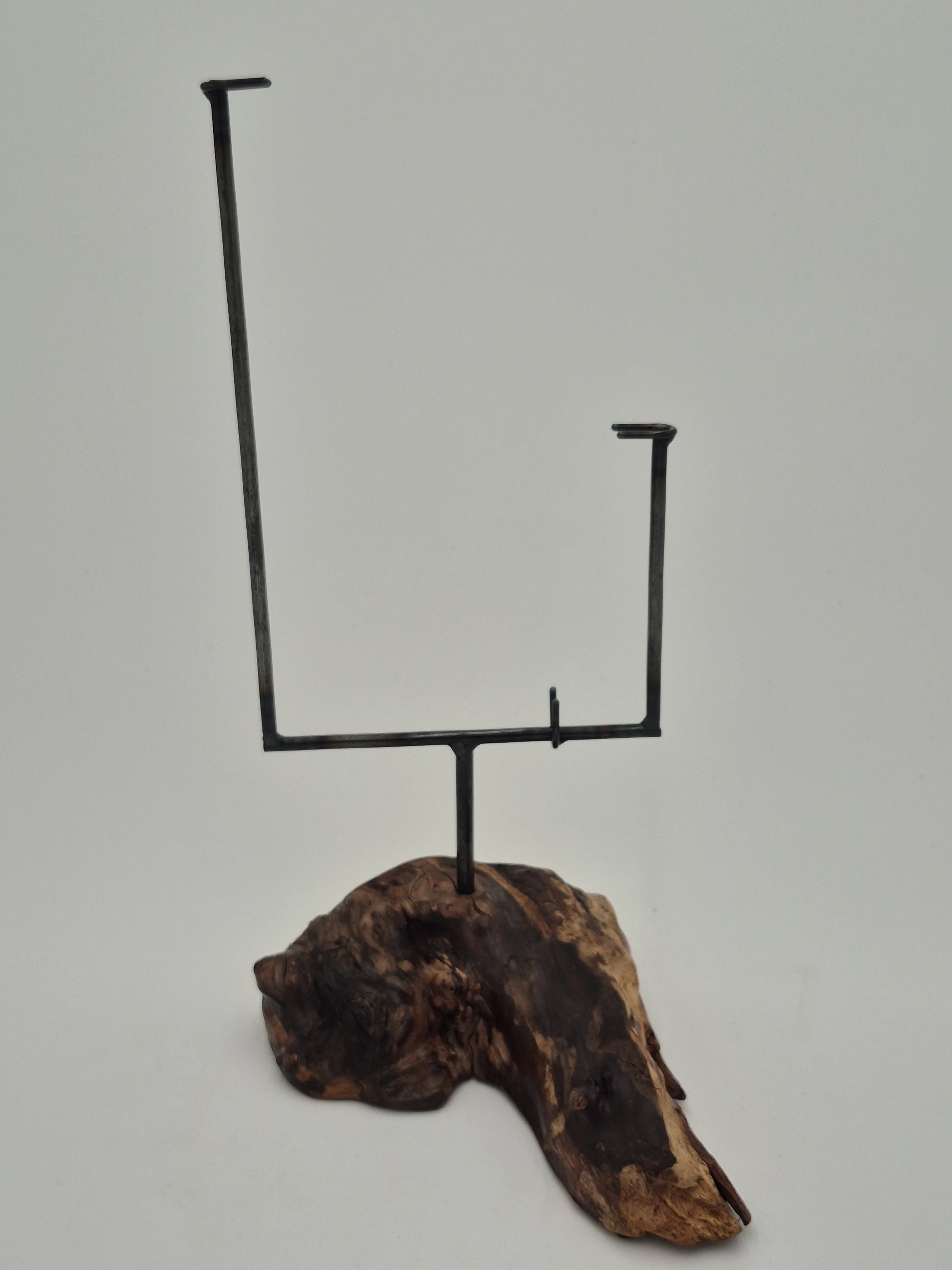 12" x 6" glass stand on black walnut