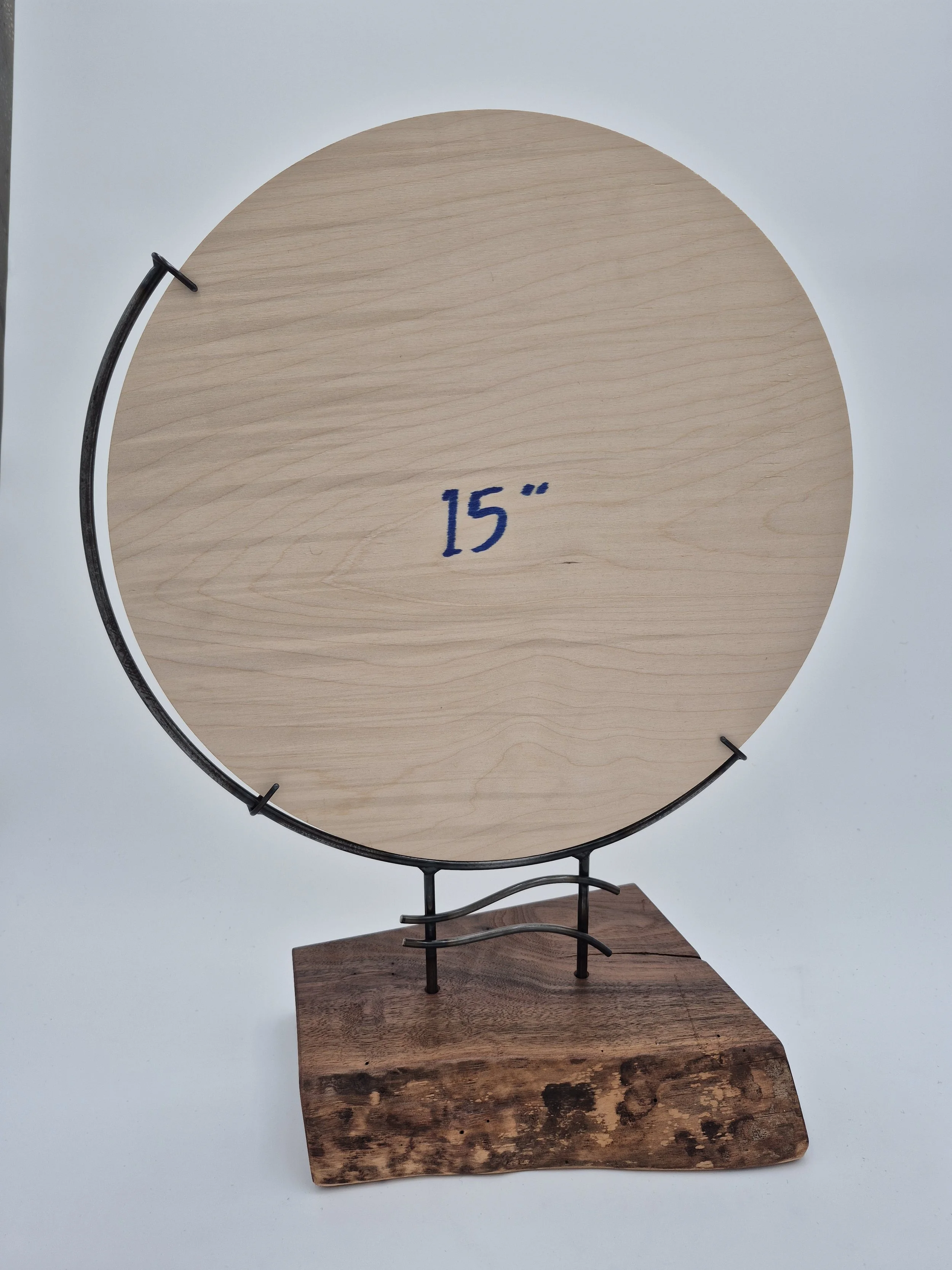 15" glass stand on live edge black walnut