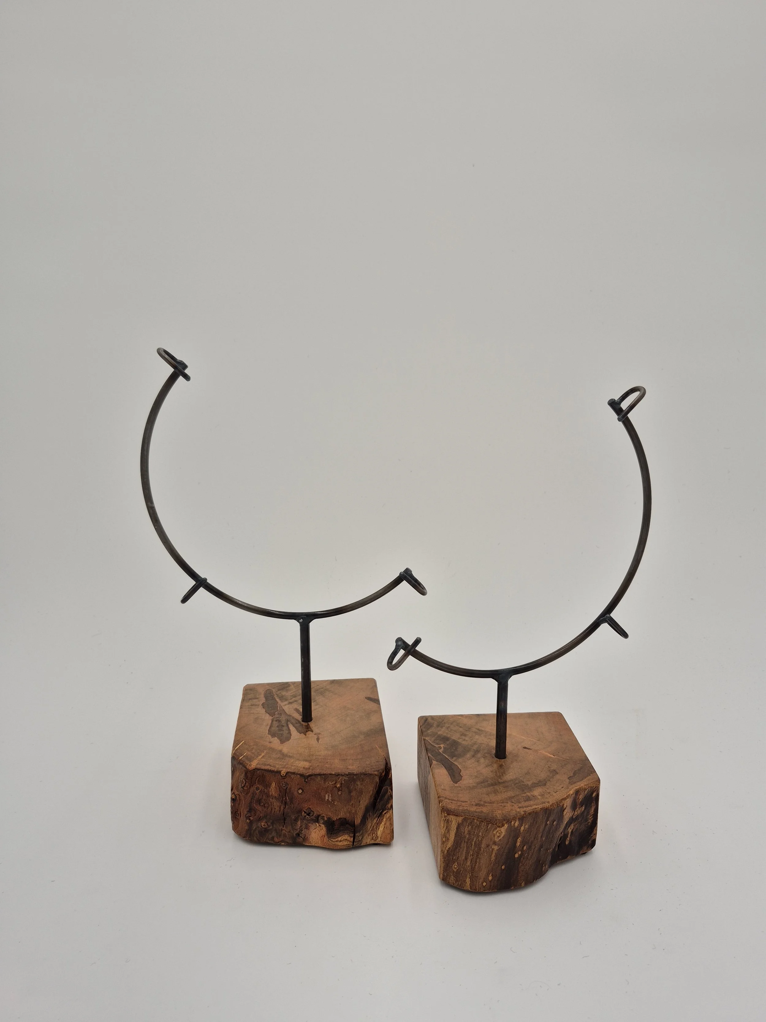 pair of 8" glass stands on ambrosia maple