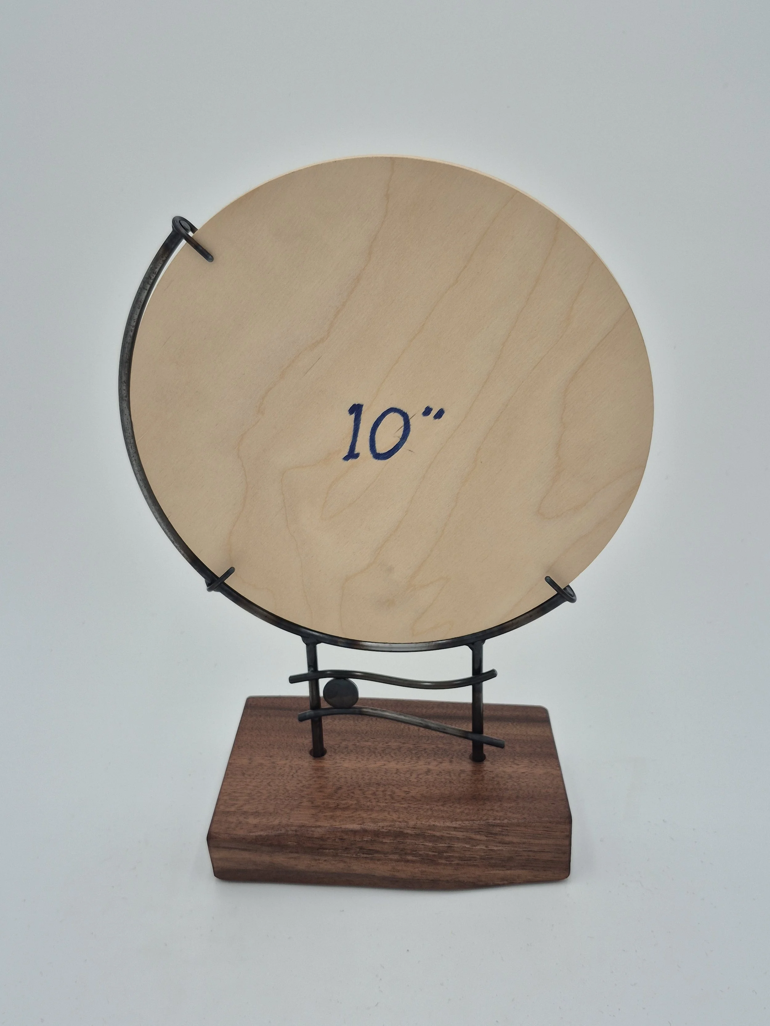 10" glass stand on black walnut