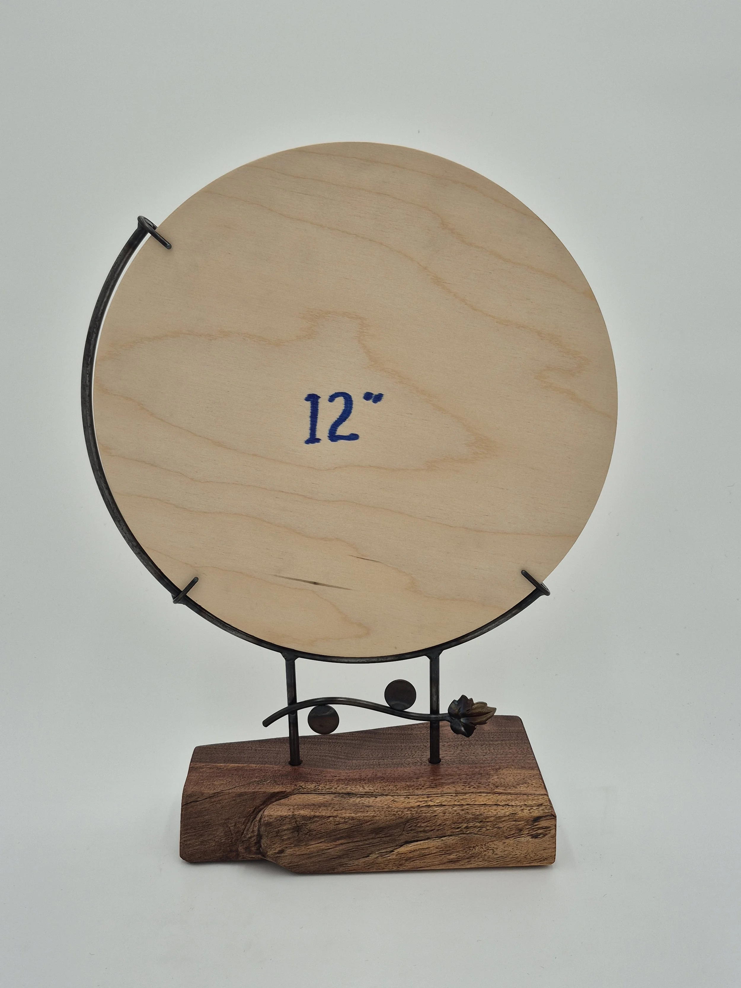 12" glass stand on black walnut