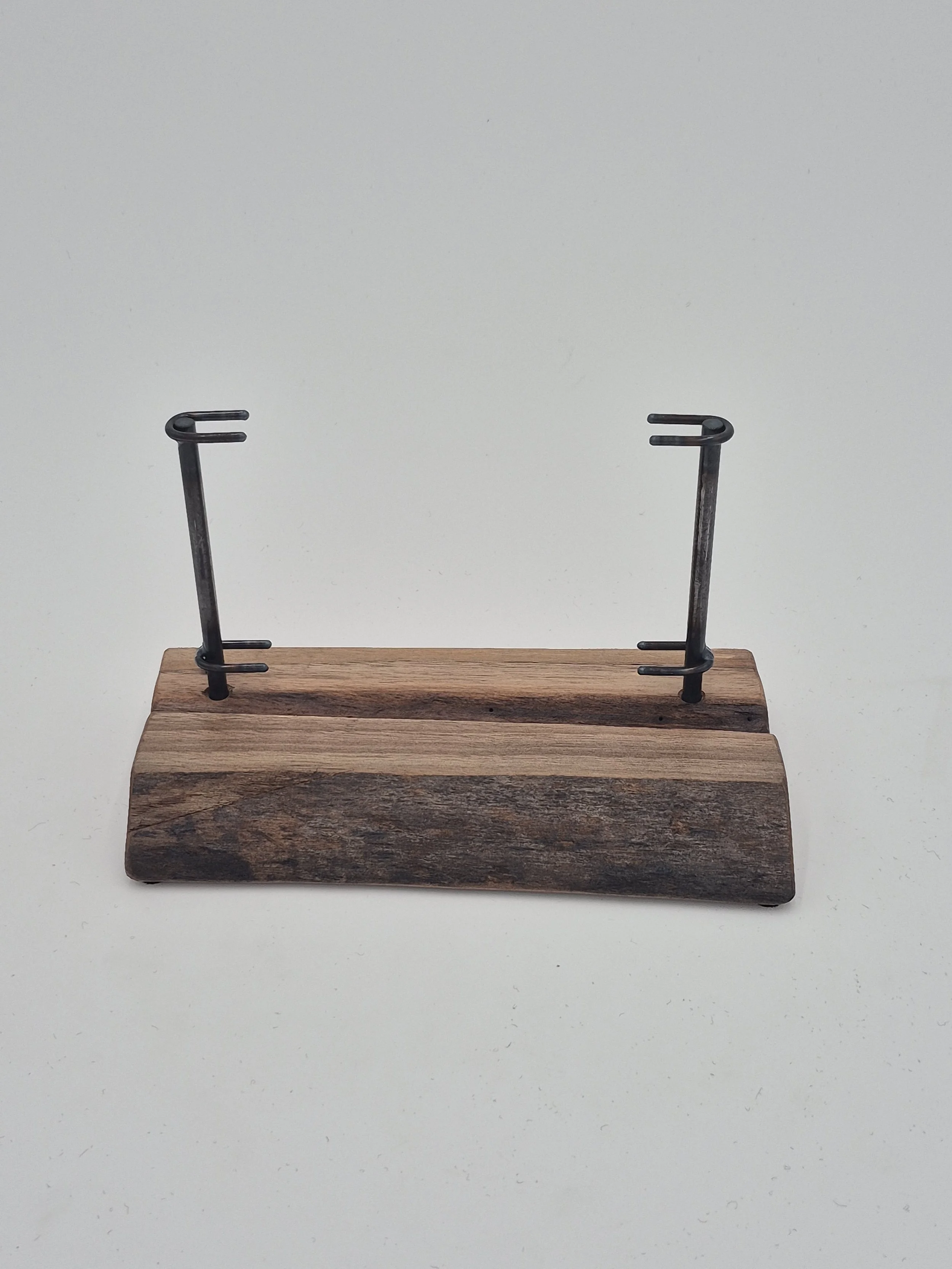 6" wide glass stand on black walnut