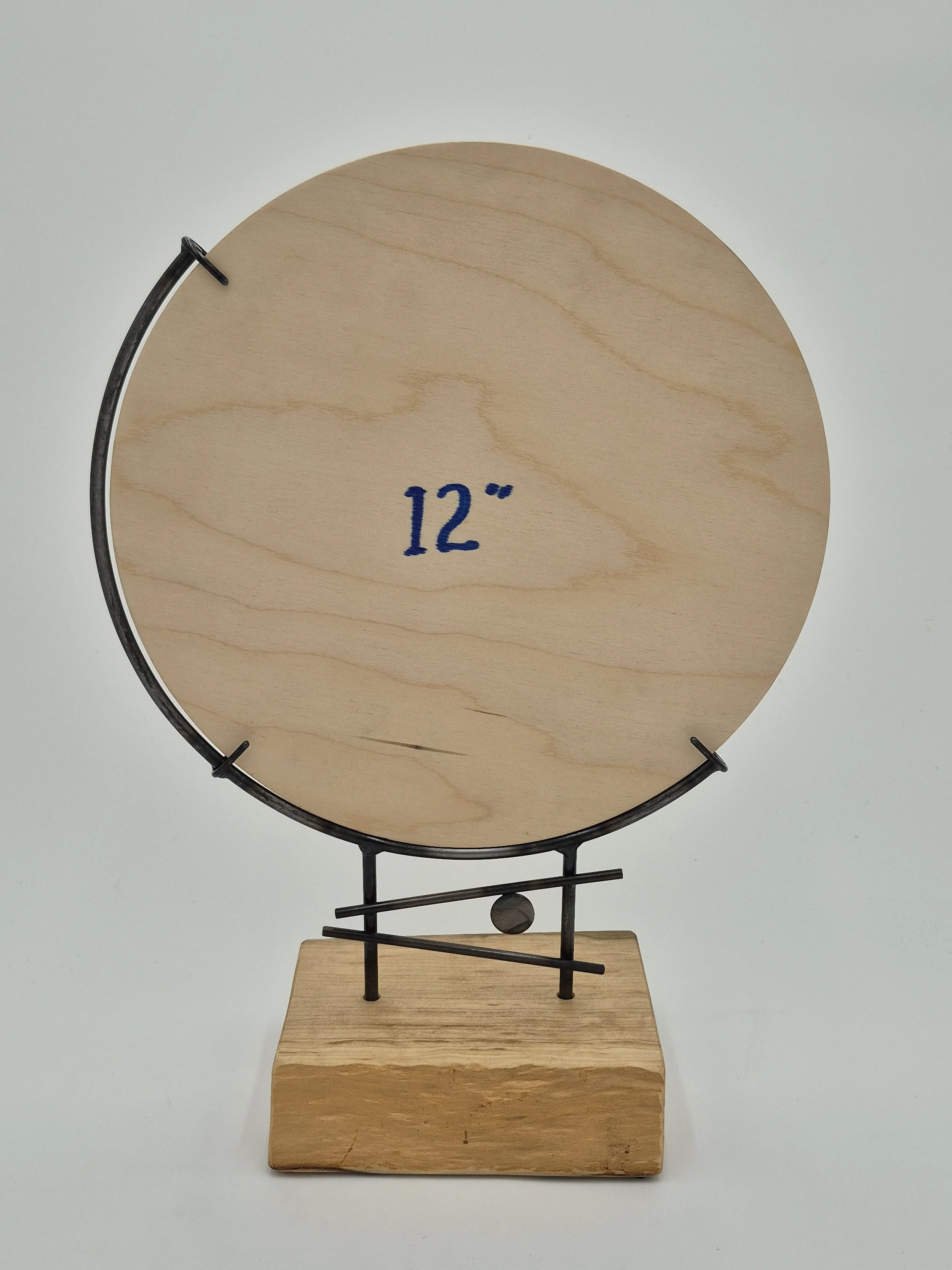12" offset glass stand on rainbow poplar