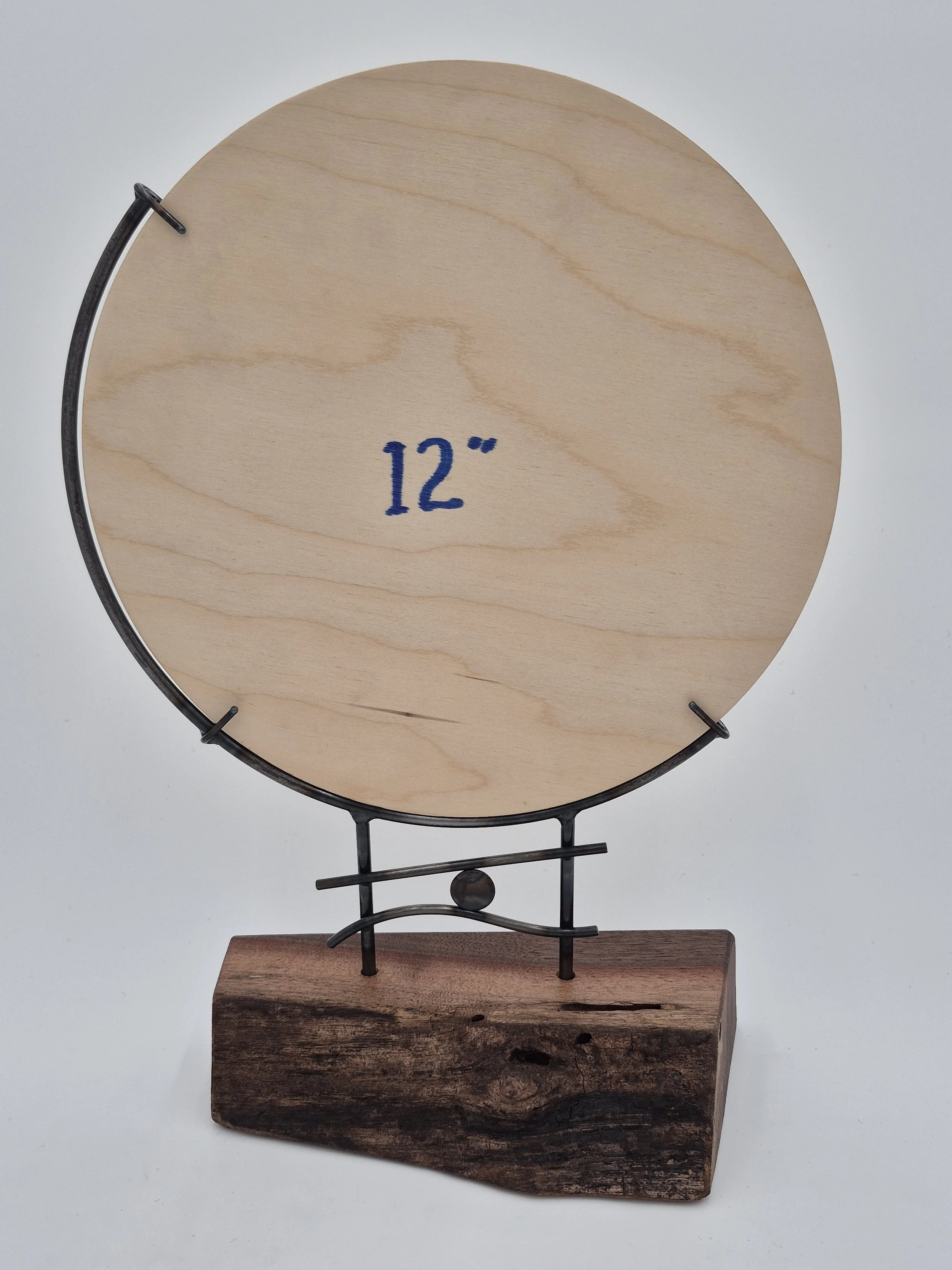 12" glass stand on black walnut