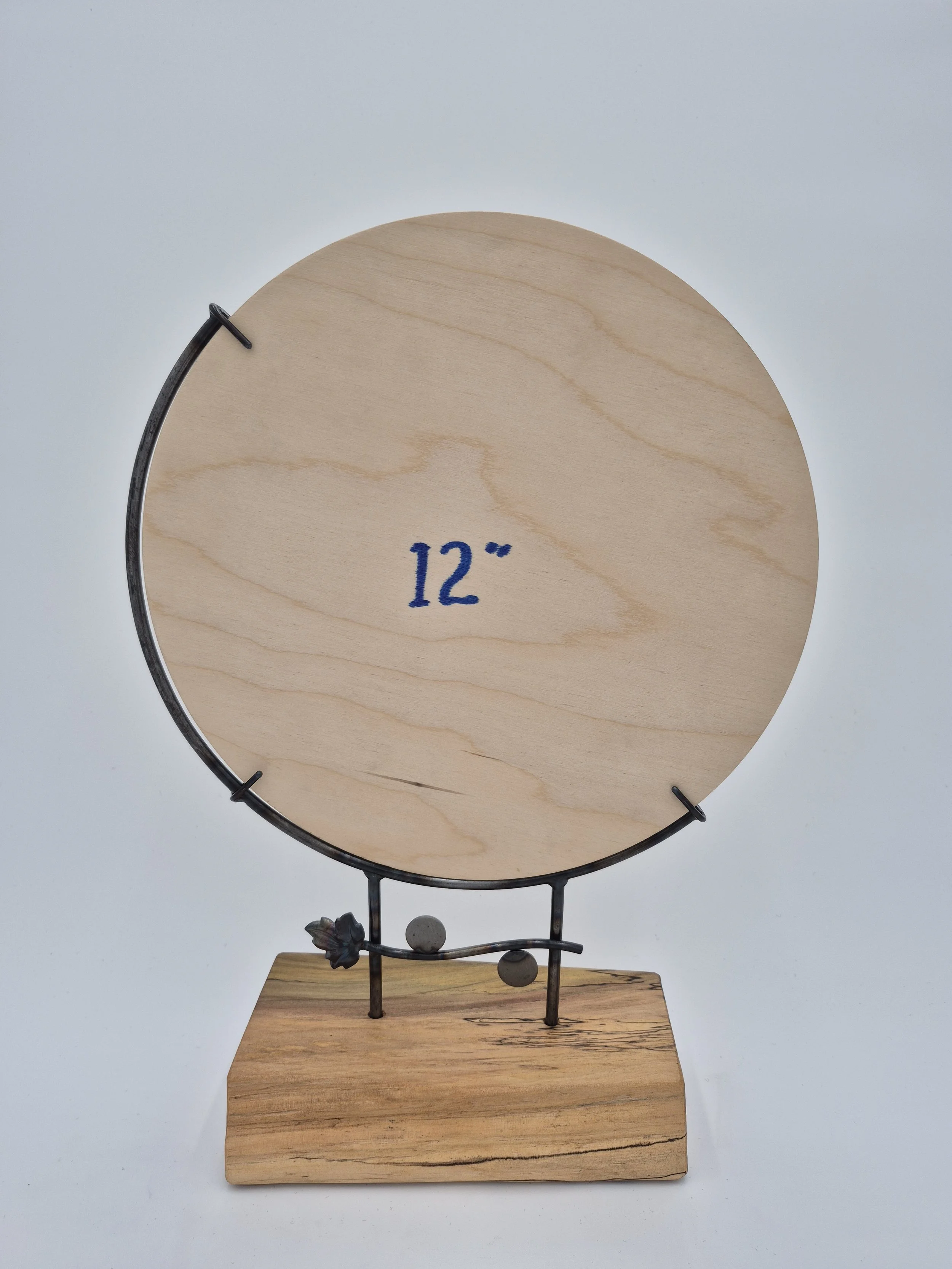 12" offset glass stand on rainbow poplar