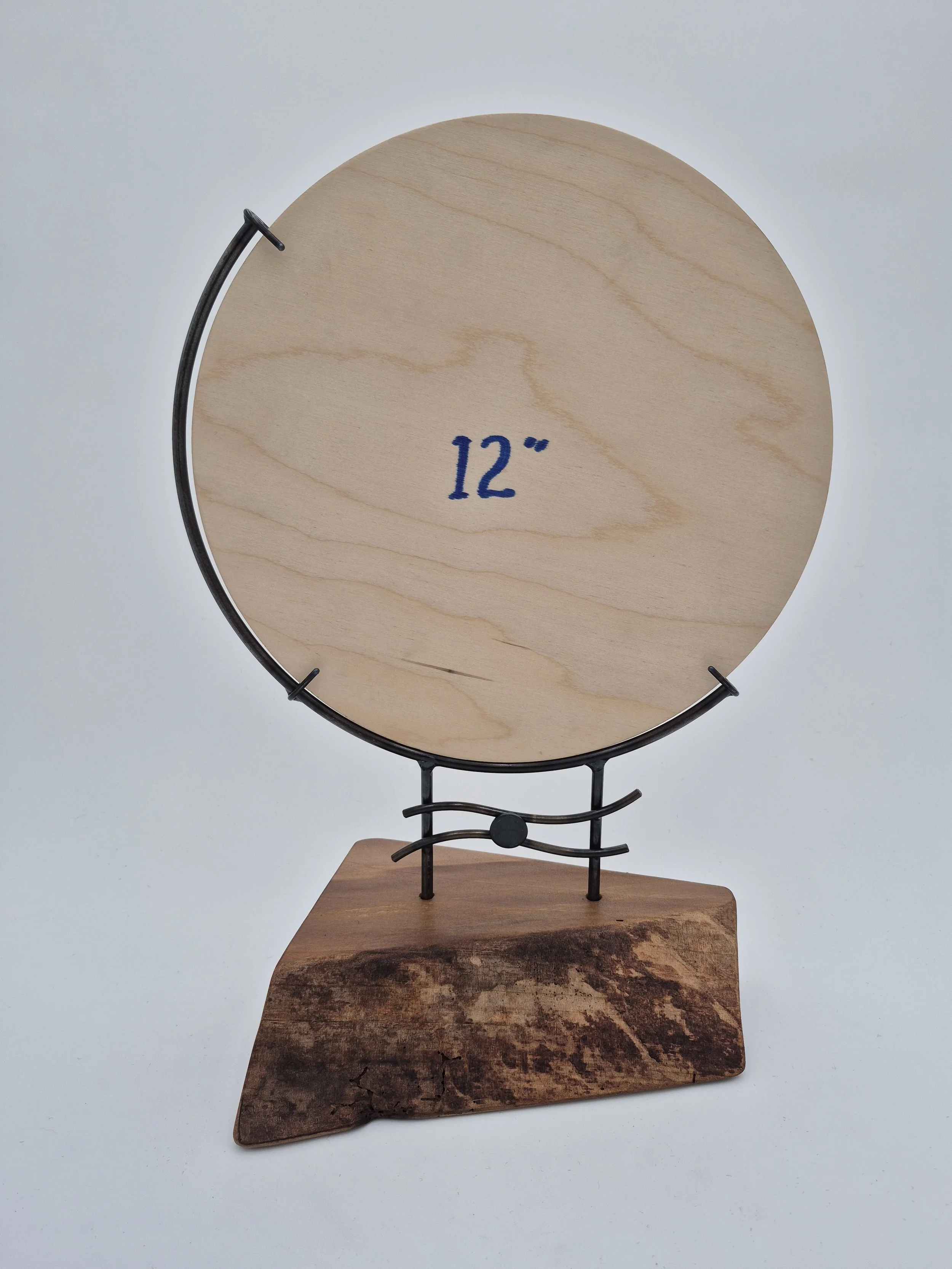 12" glass stand on rainbow poplar