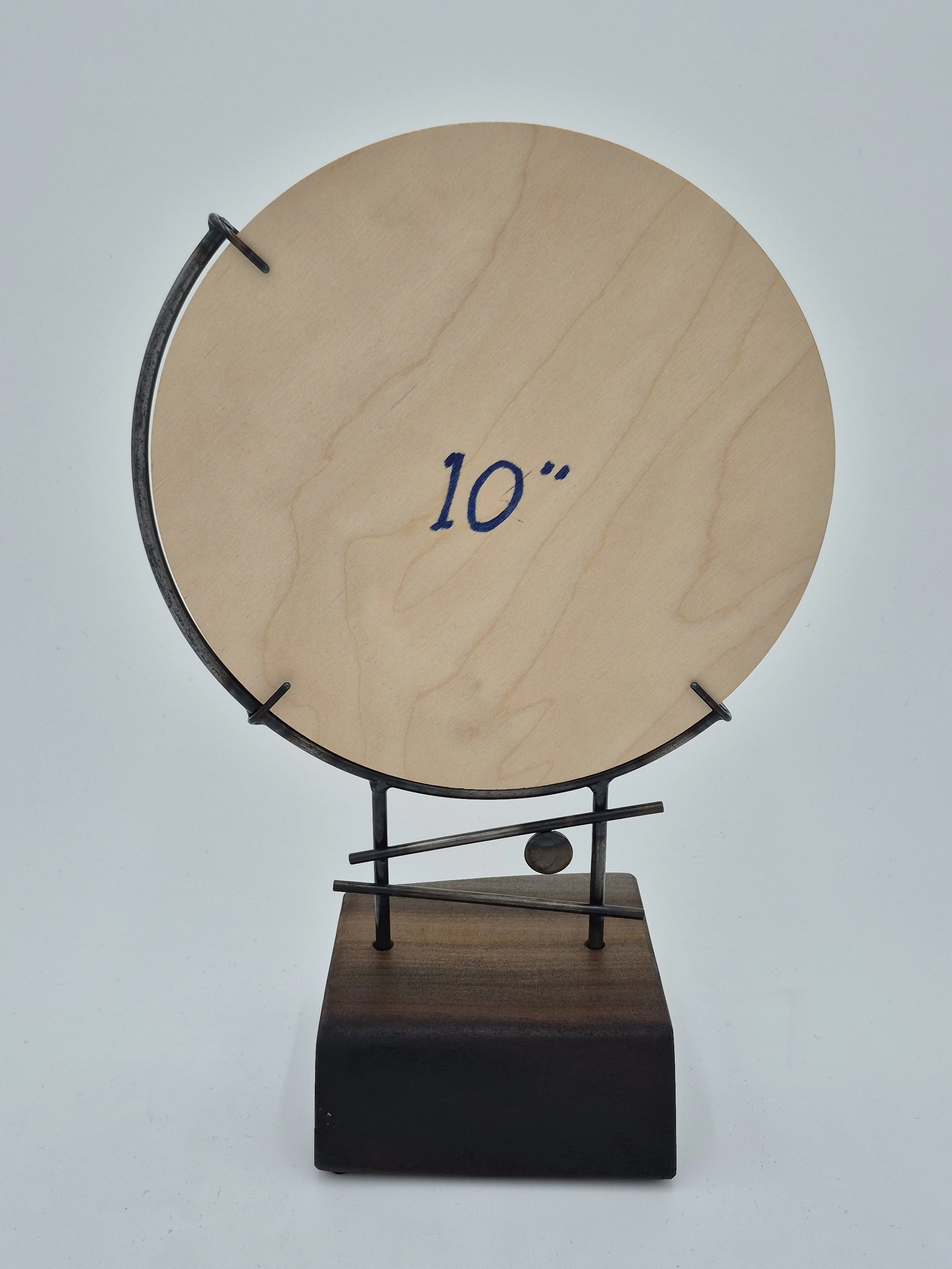 10" glass stand on rainbow poplar
