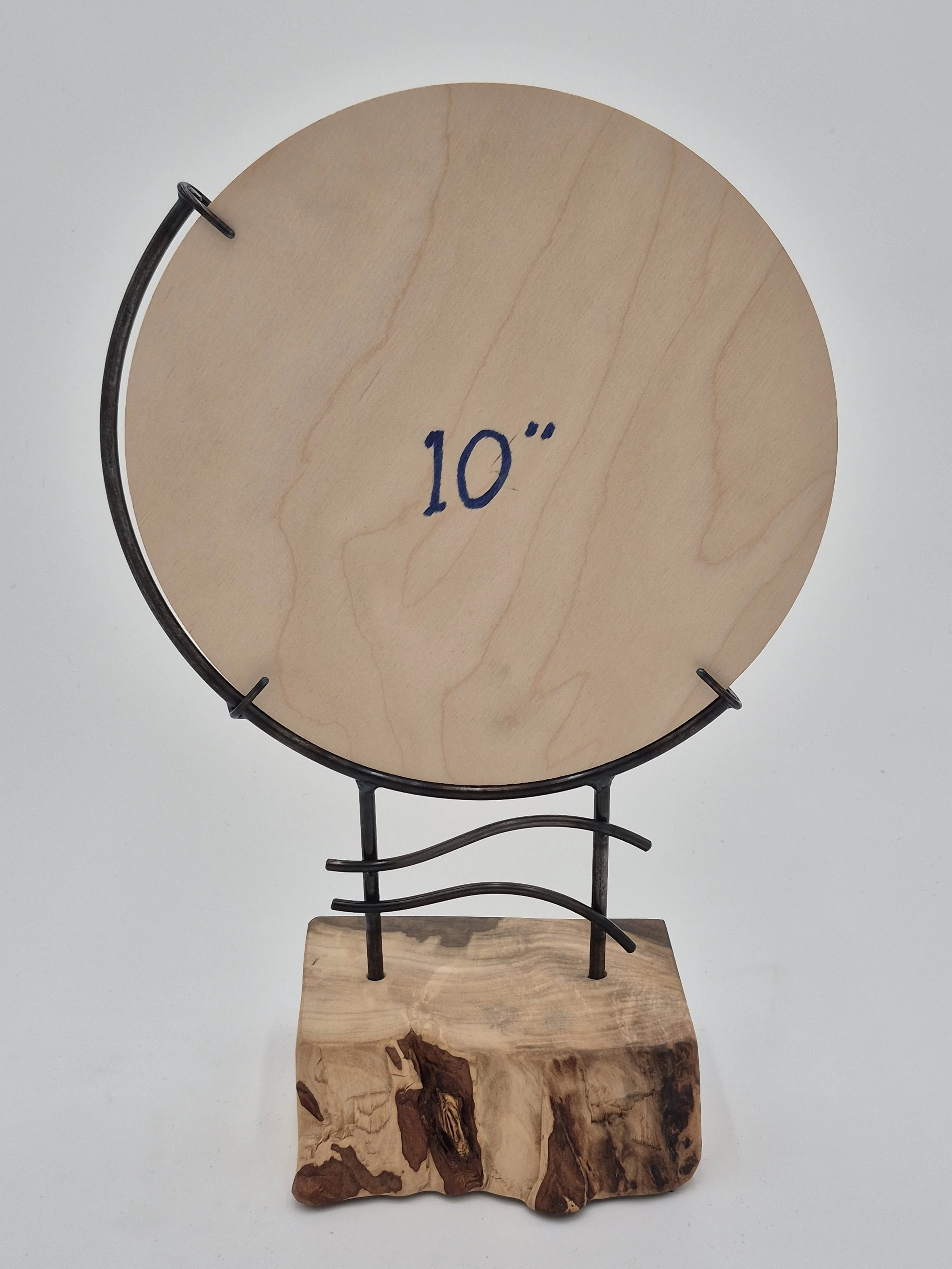 10" glass stand on rainbow poplar