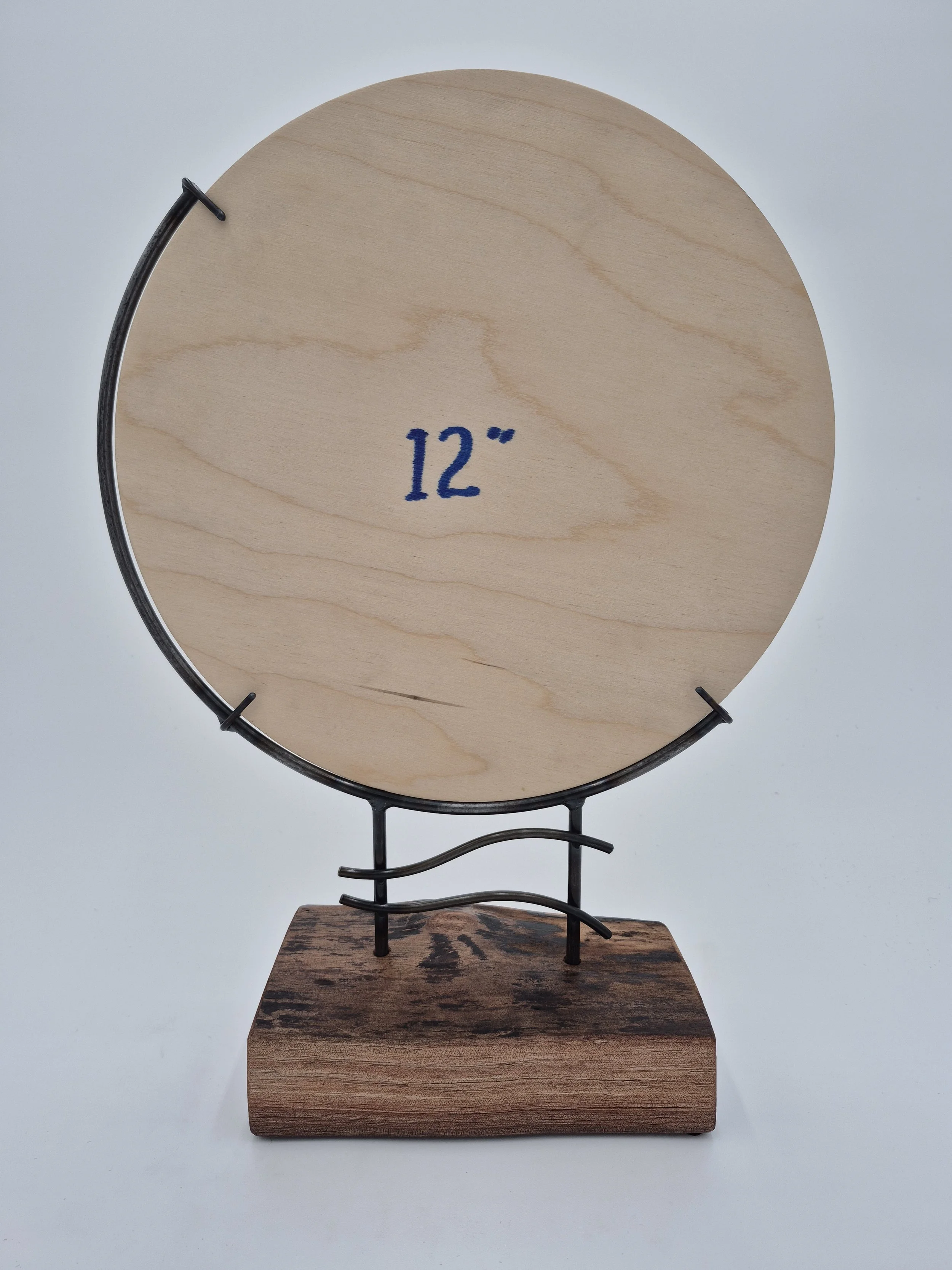 12" glass stand on black walnut