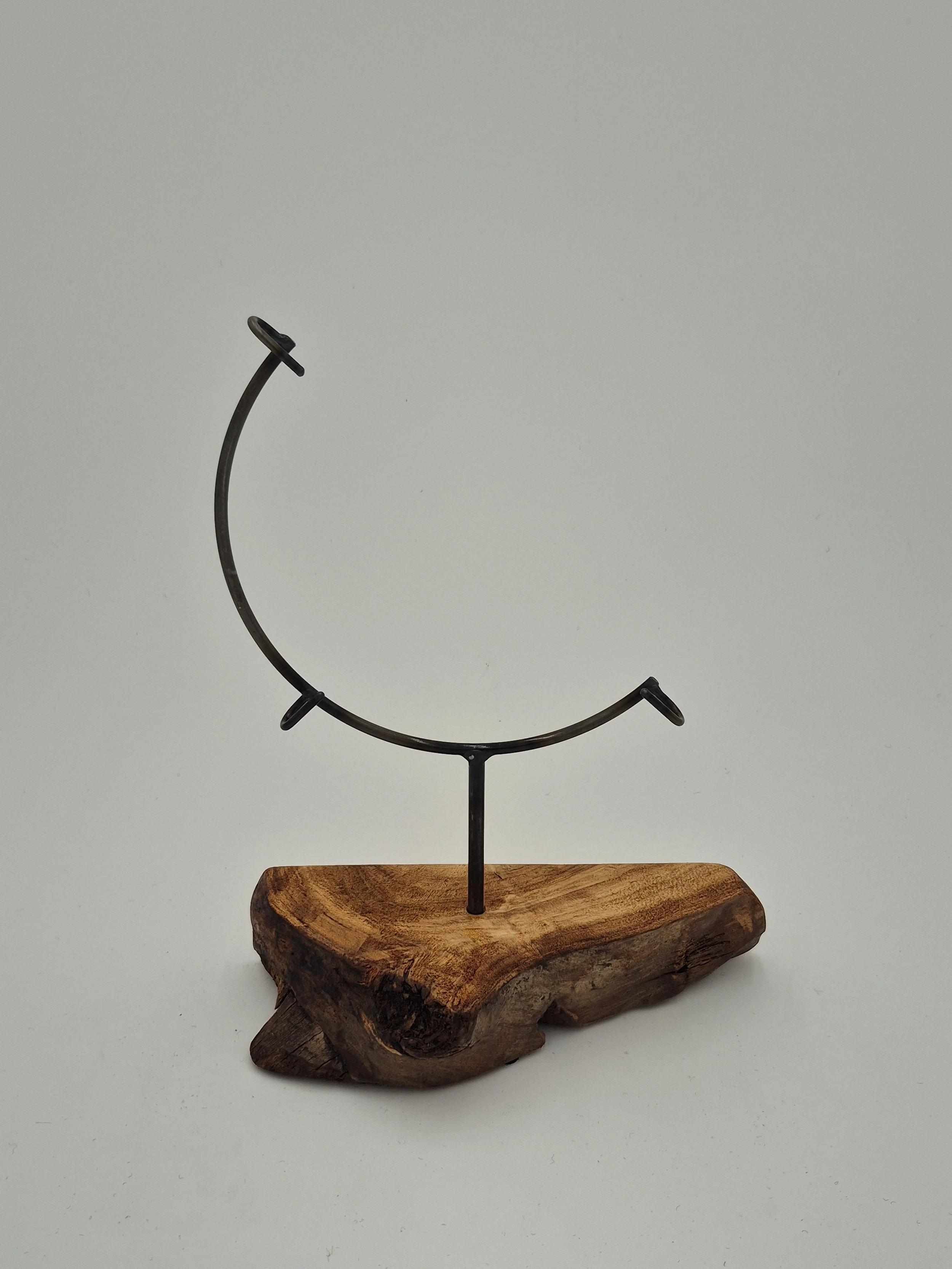 8" round glass display stand on sycamore