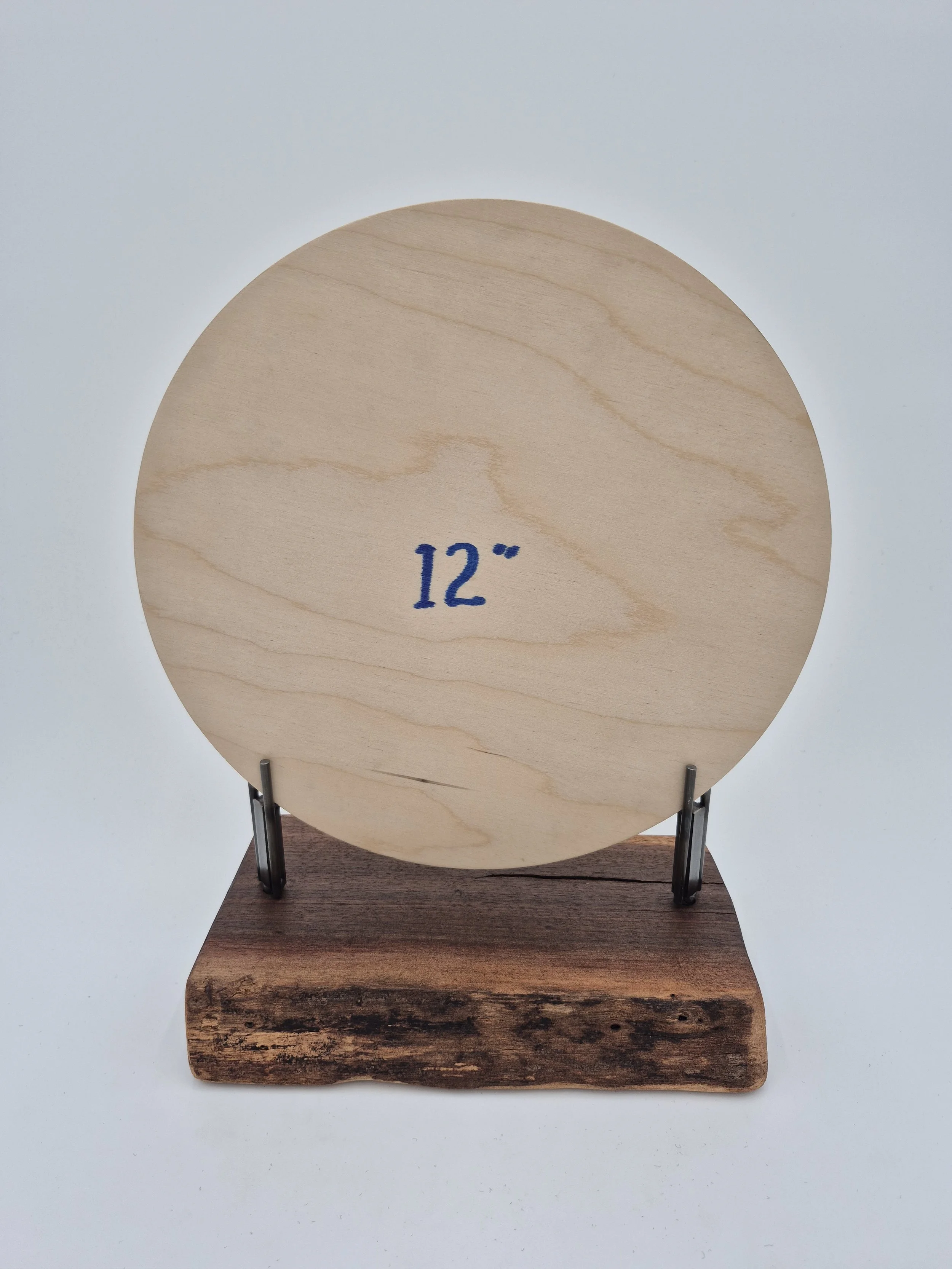 12"-18" glass stand with tuning forks on live edge black walnut