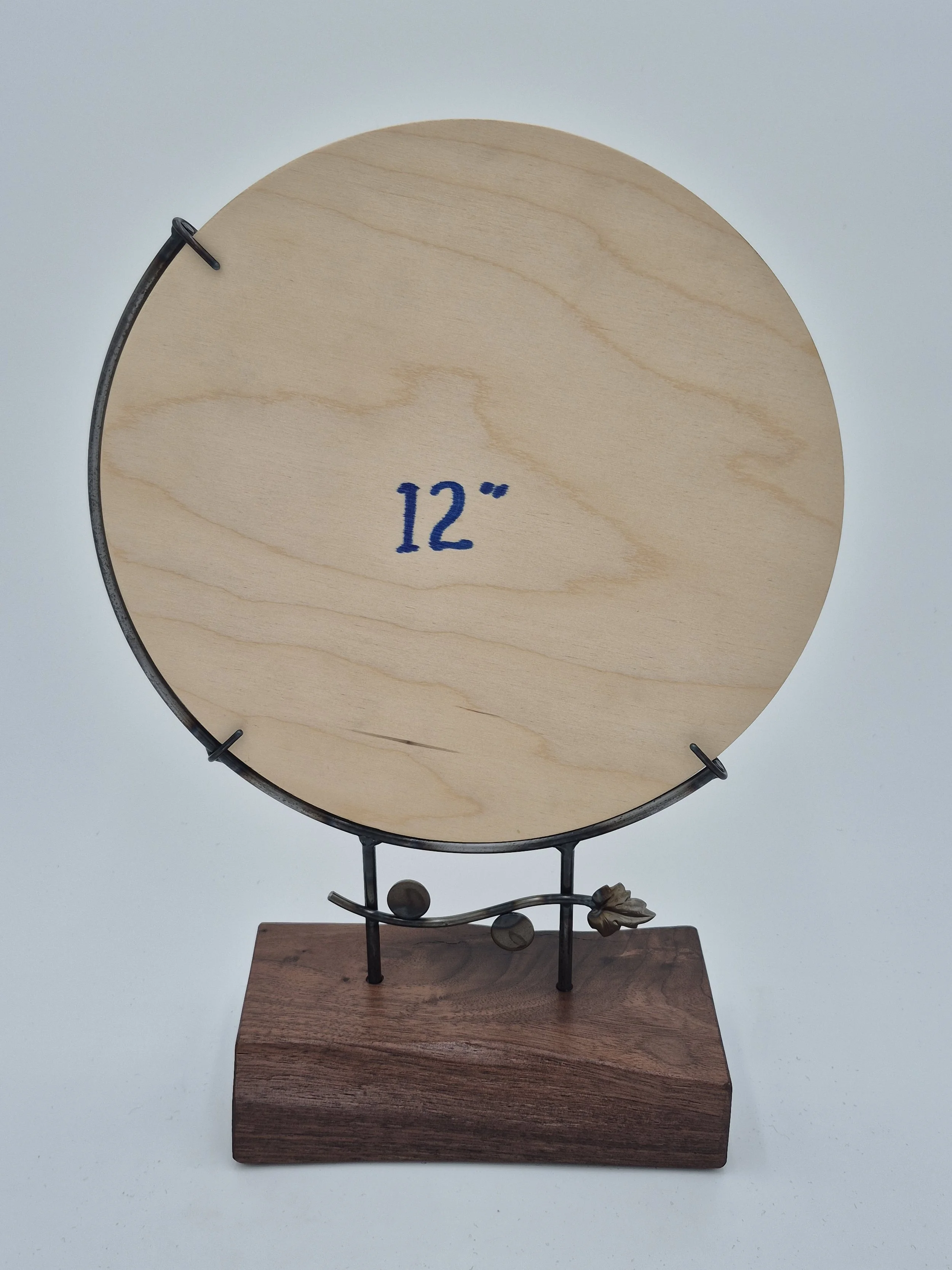12" glass stand on black walnut