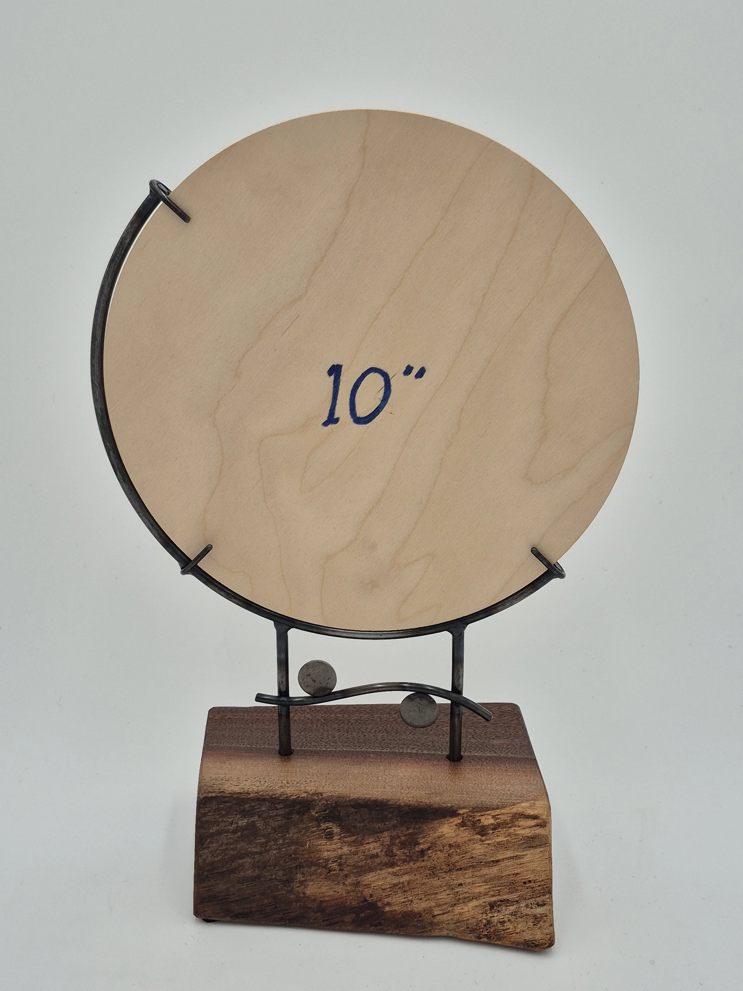 10" glass stand on black walnut