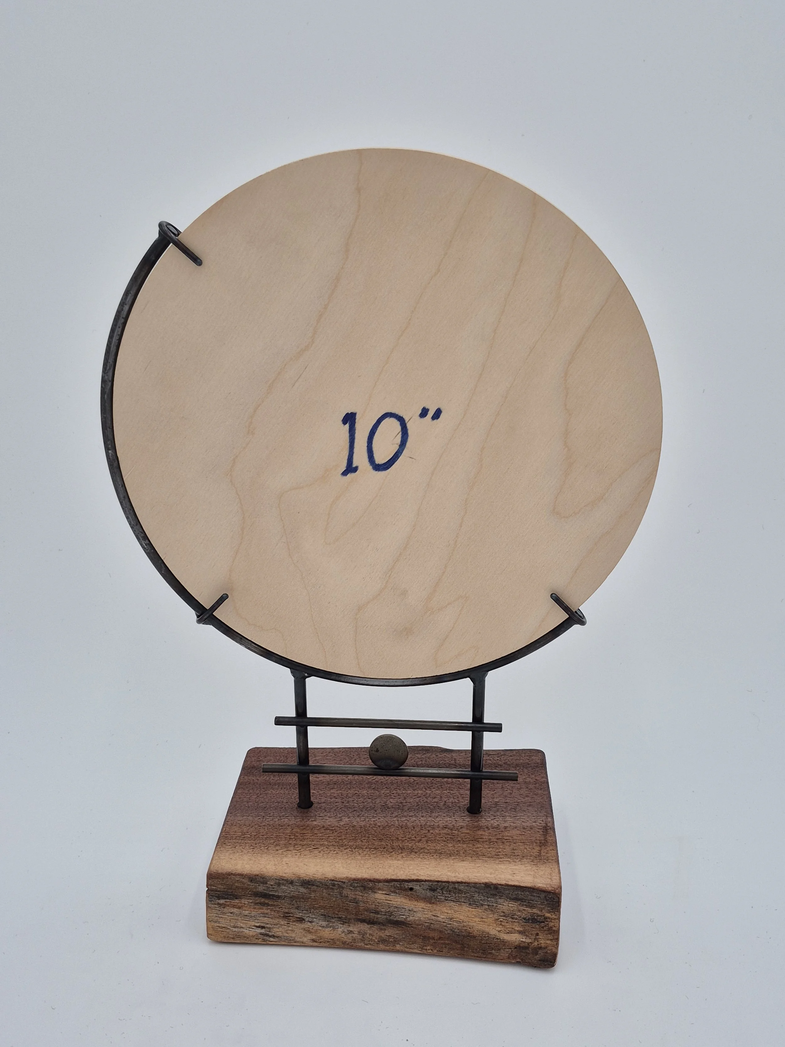 10" glass stand on black walnut