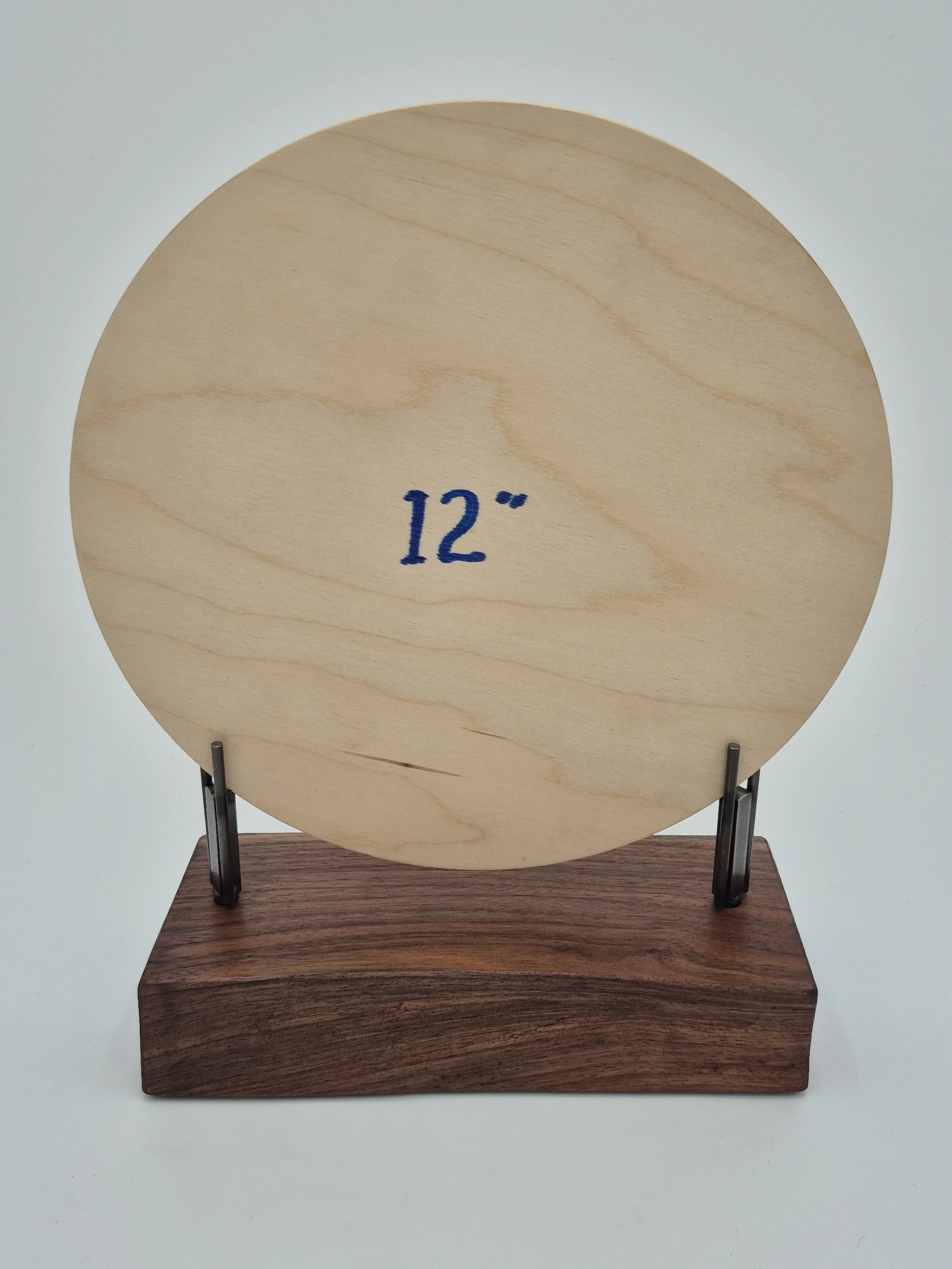 12"-18" glass stand with tuning forks on live edge black walnut