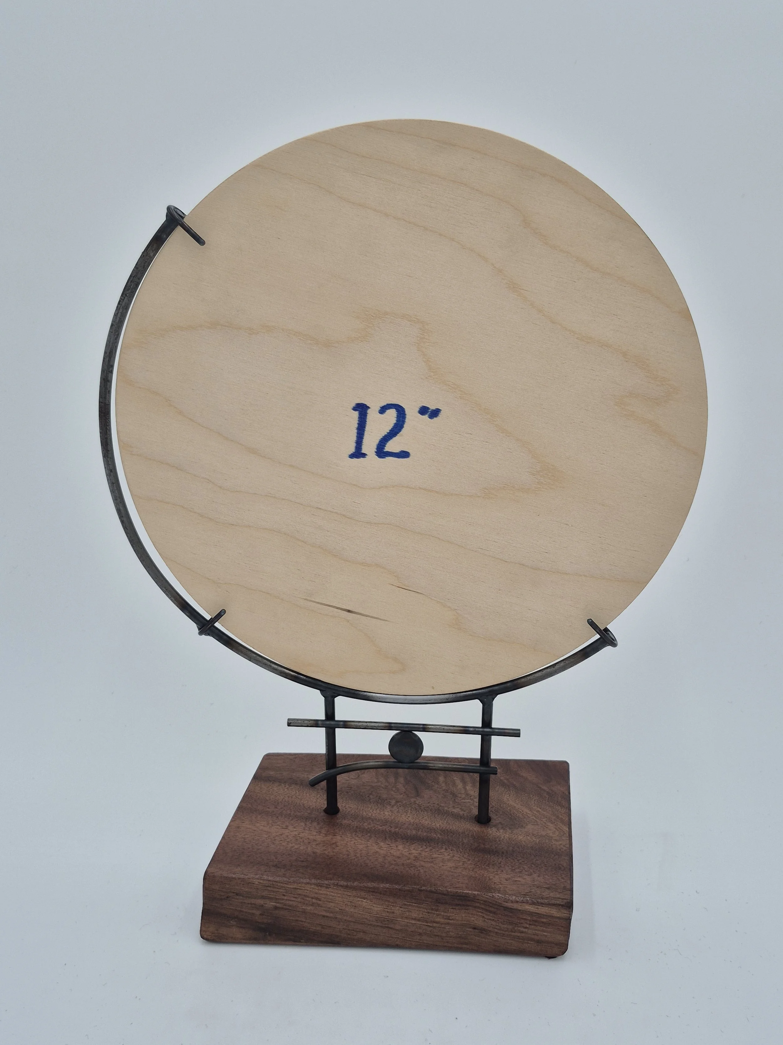 12" glass stand on black walnut