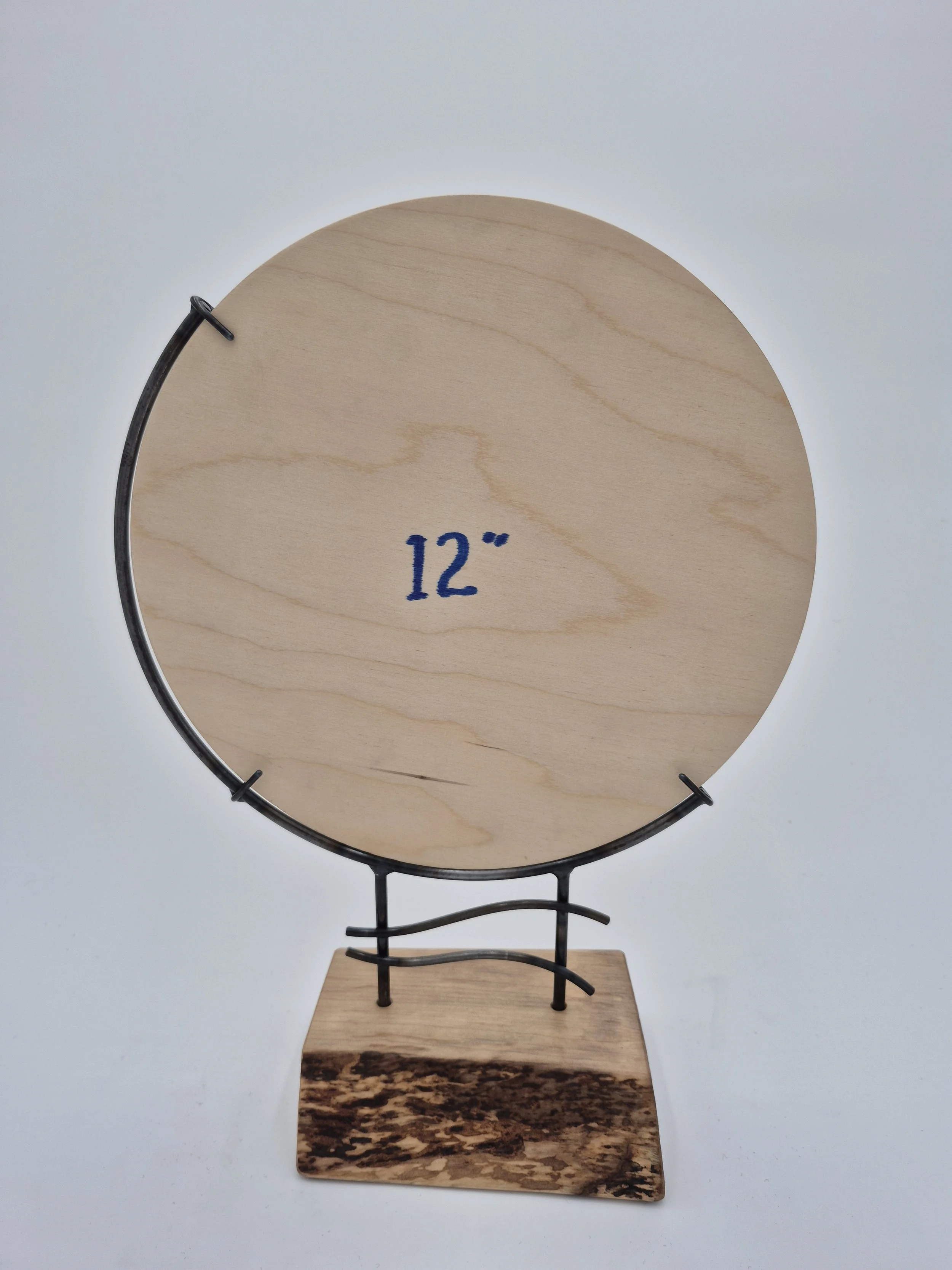 12" offset glass stand on maple