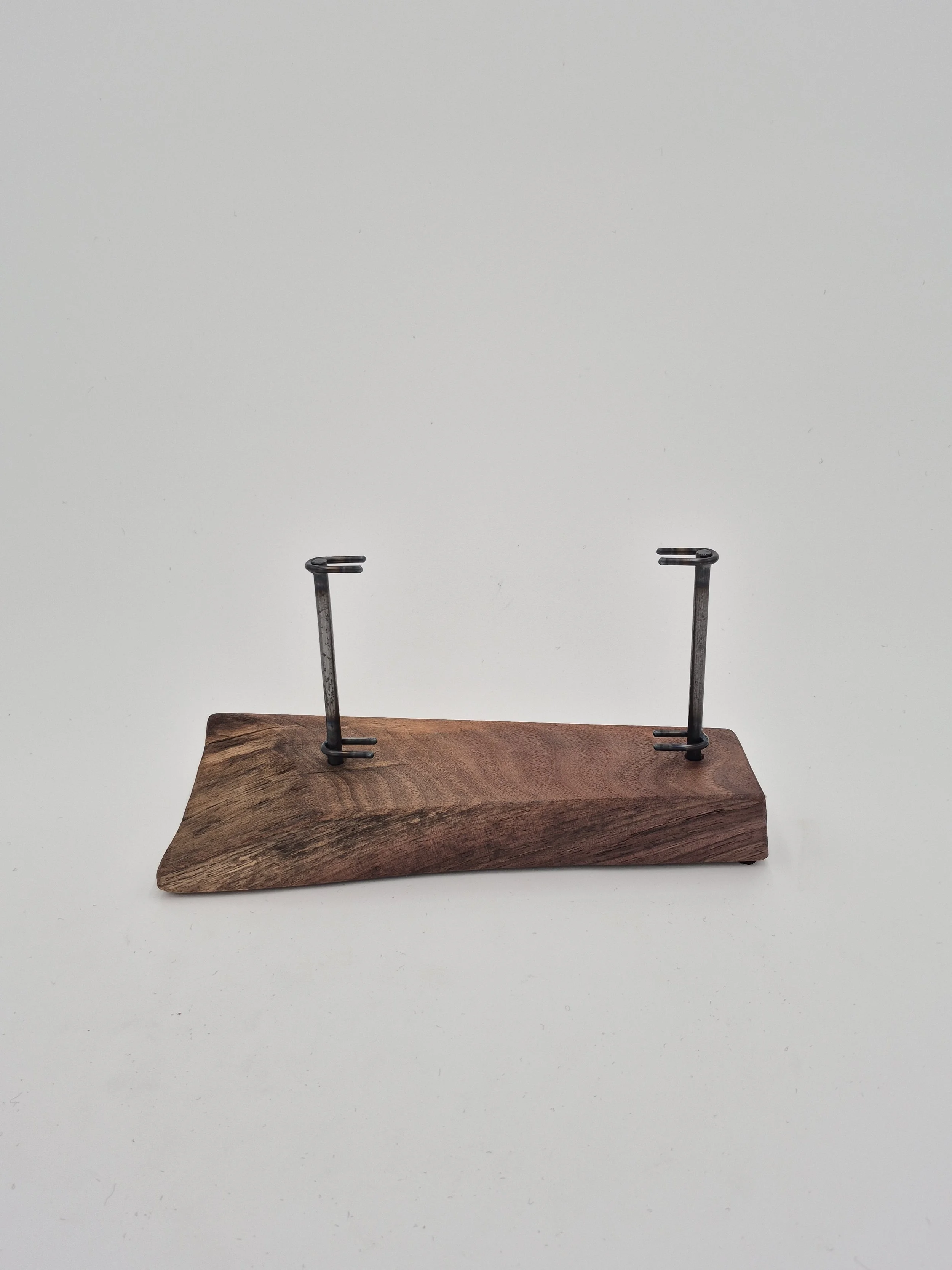 6" wide glass stand on black walnut