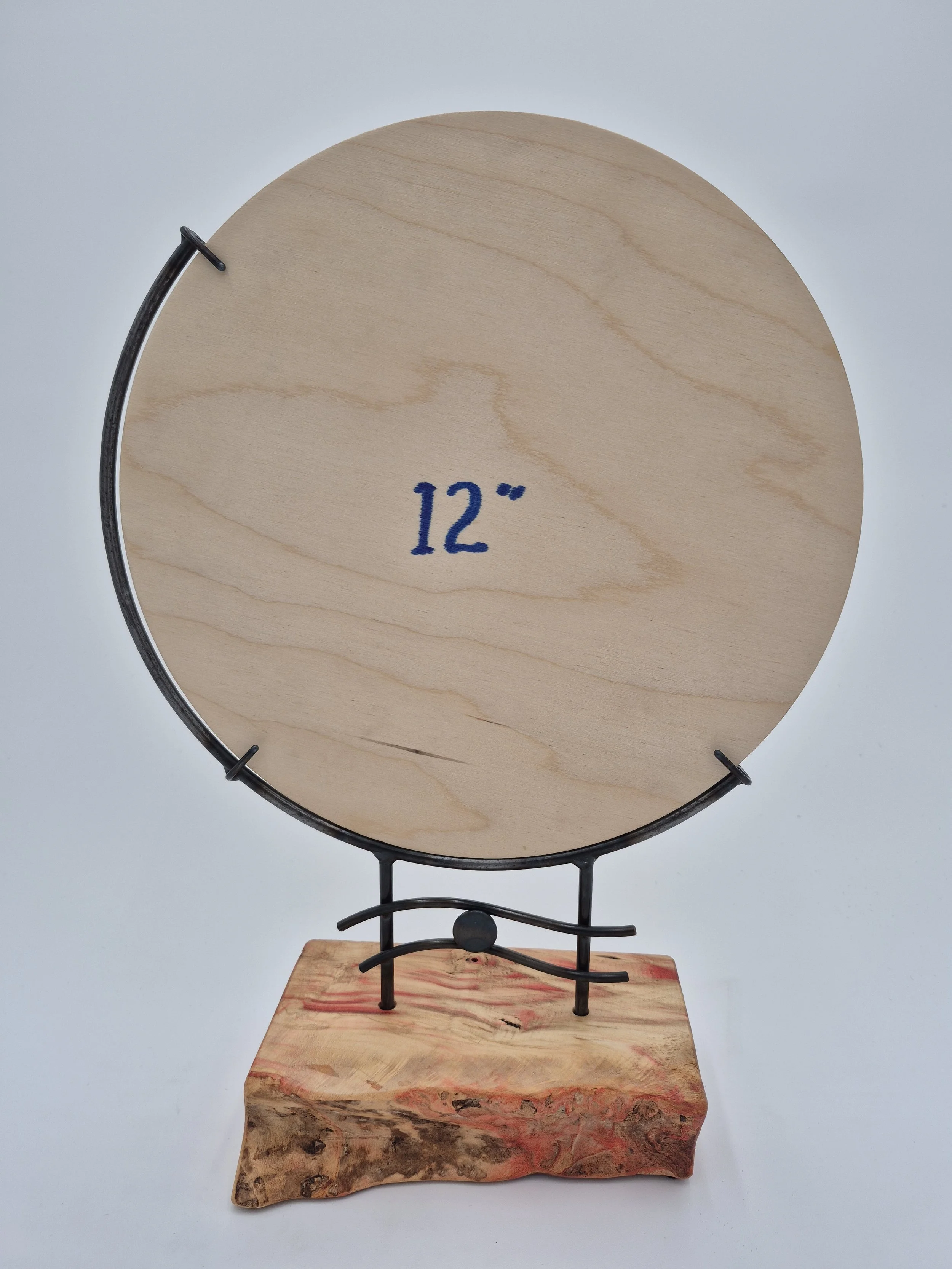 12" offset glass stand on box elder