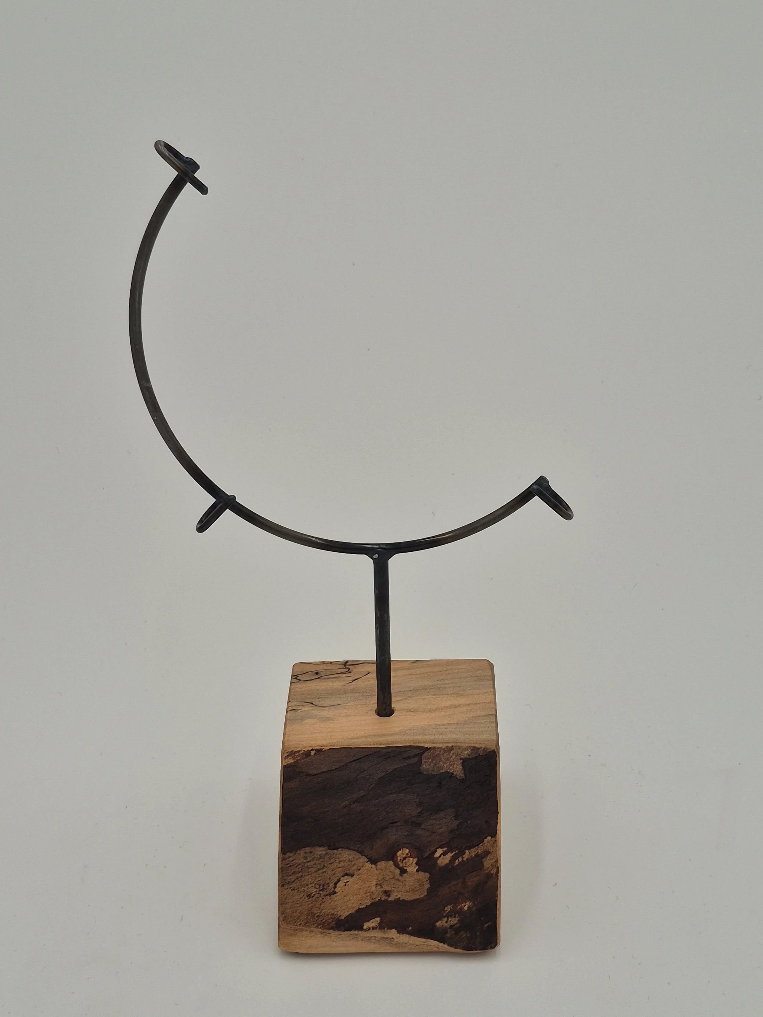 8" round glass display stand on spalted maple