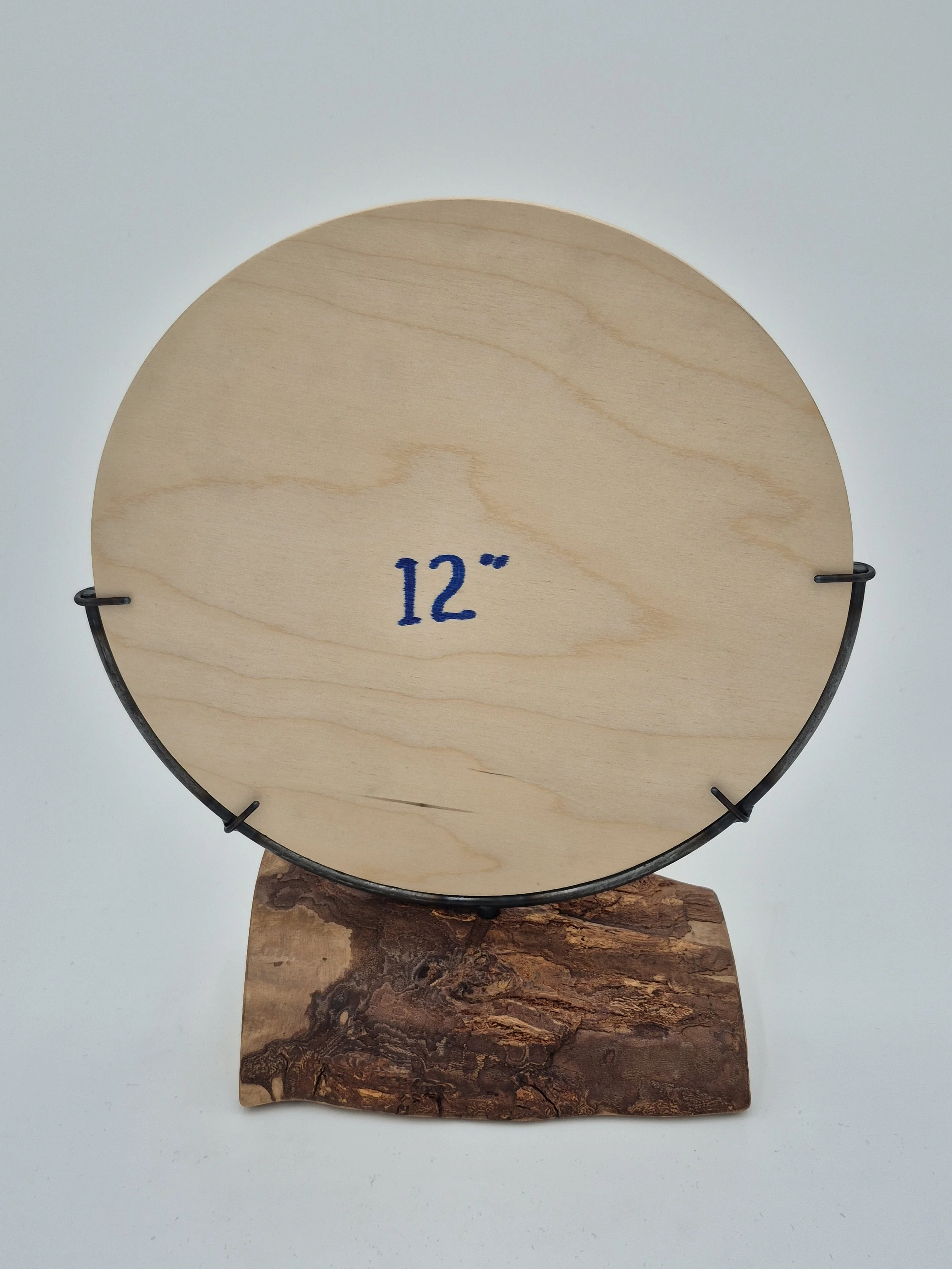 12" half moon glass stand on maple