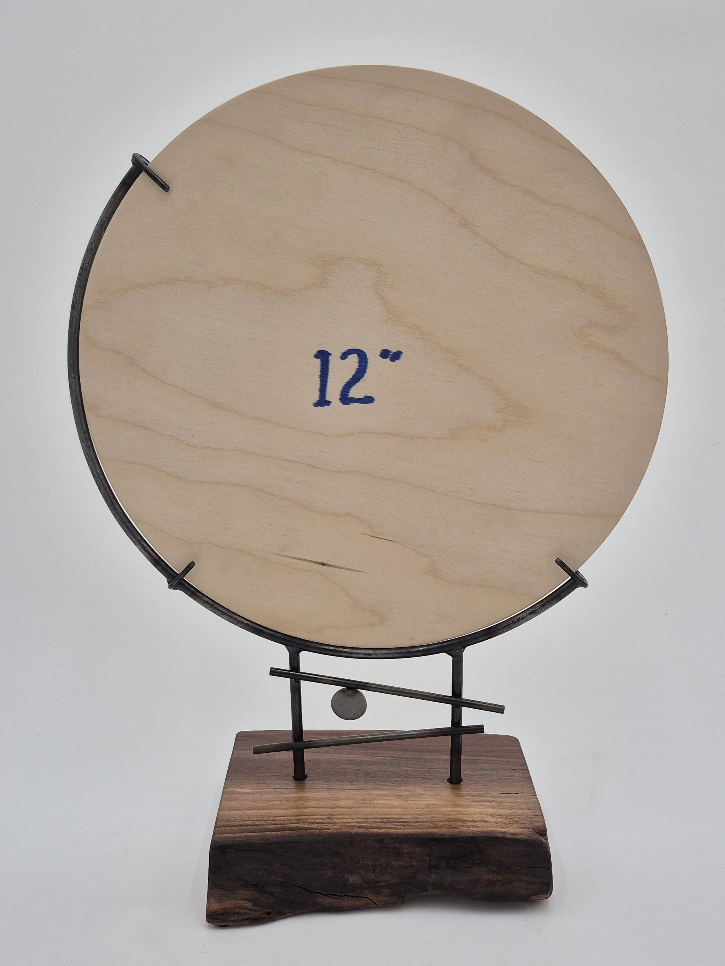 12" glass stand on black walnut