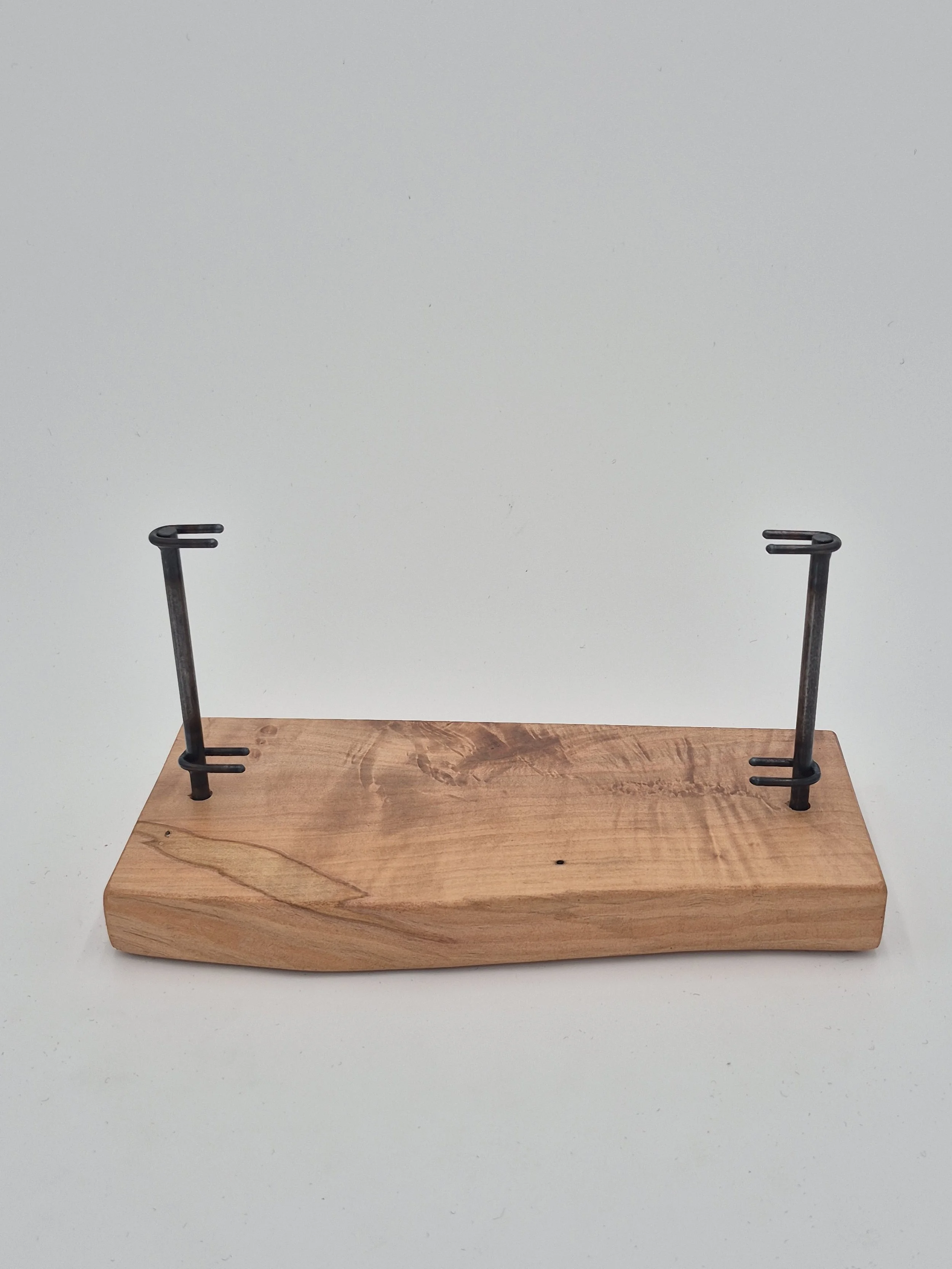 8" wide glass stand on ambrosia maple