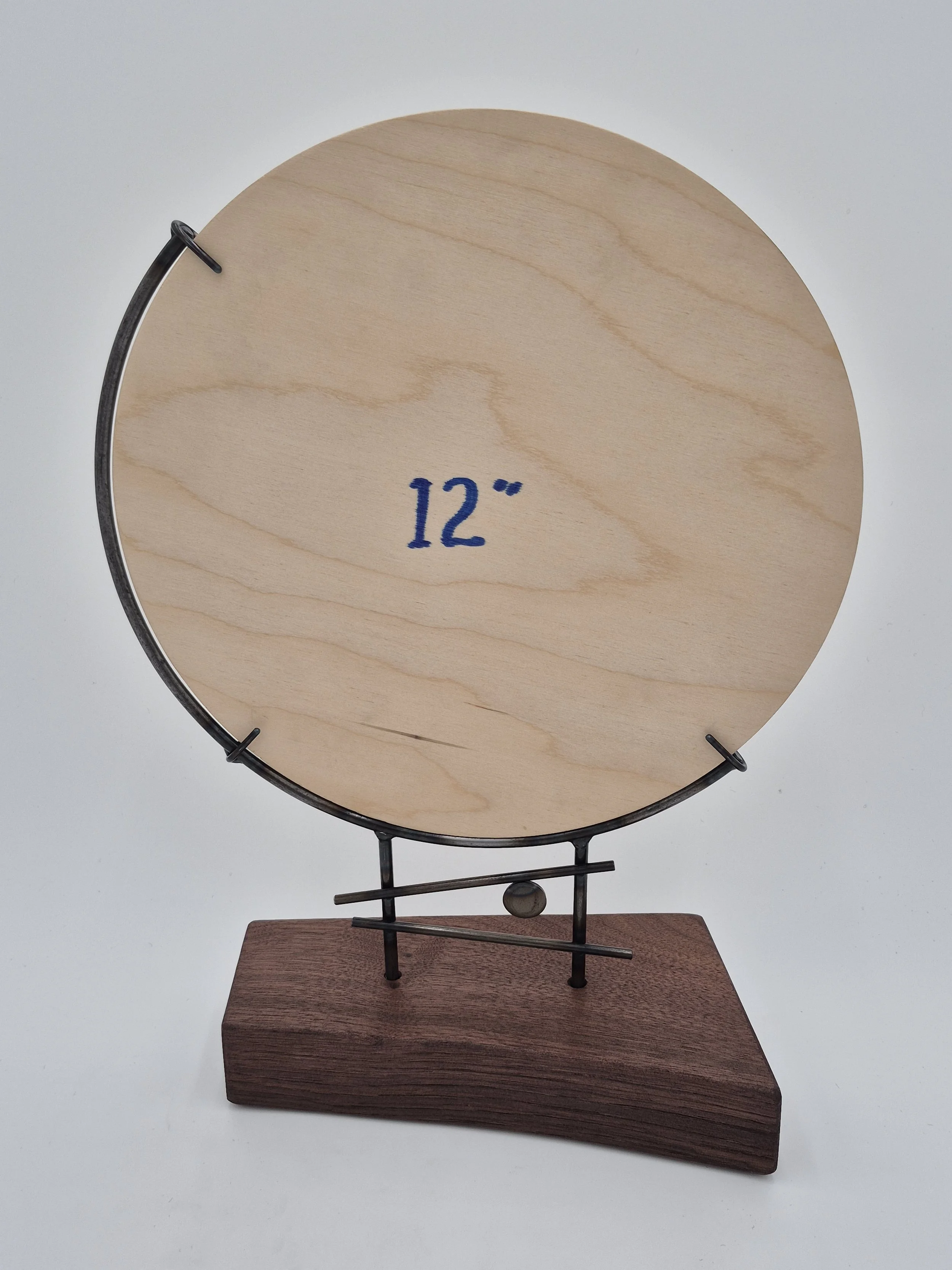 12" glass stand on black walnut