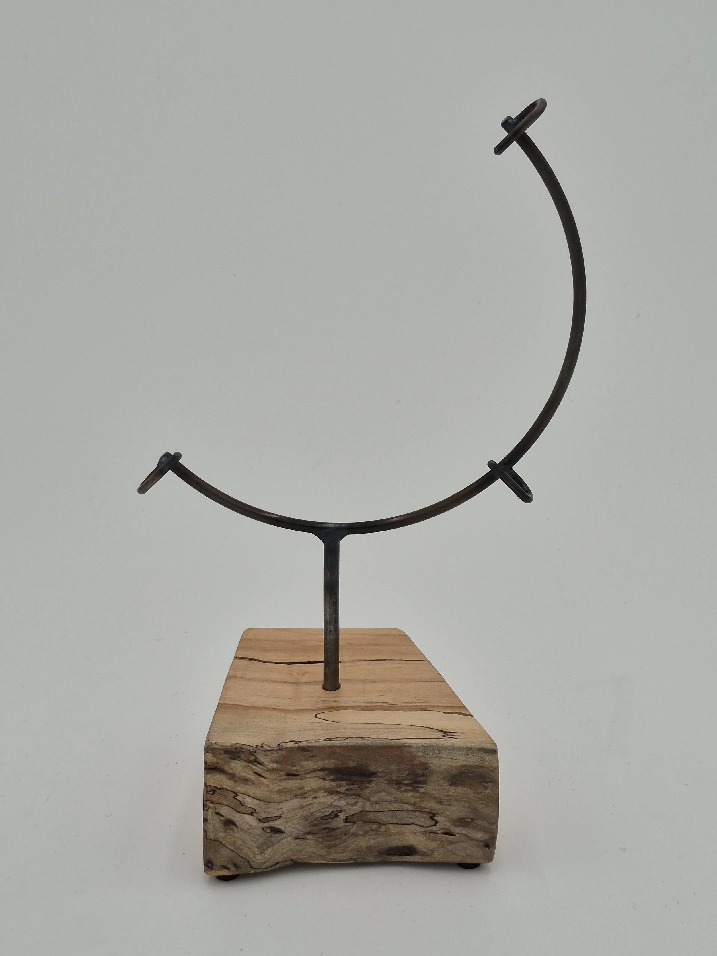 8" round glass display stand on spalted maple
