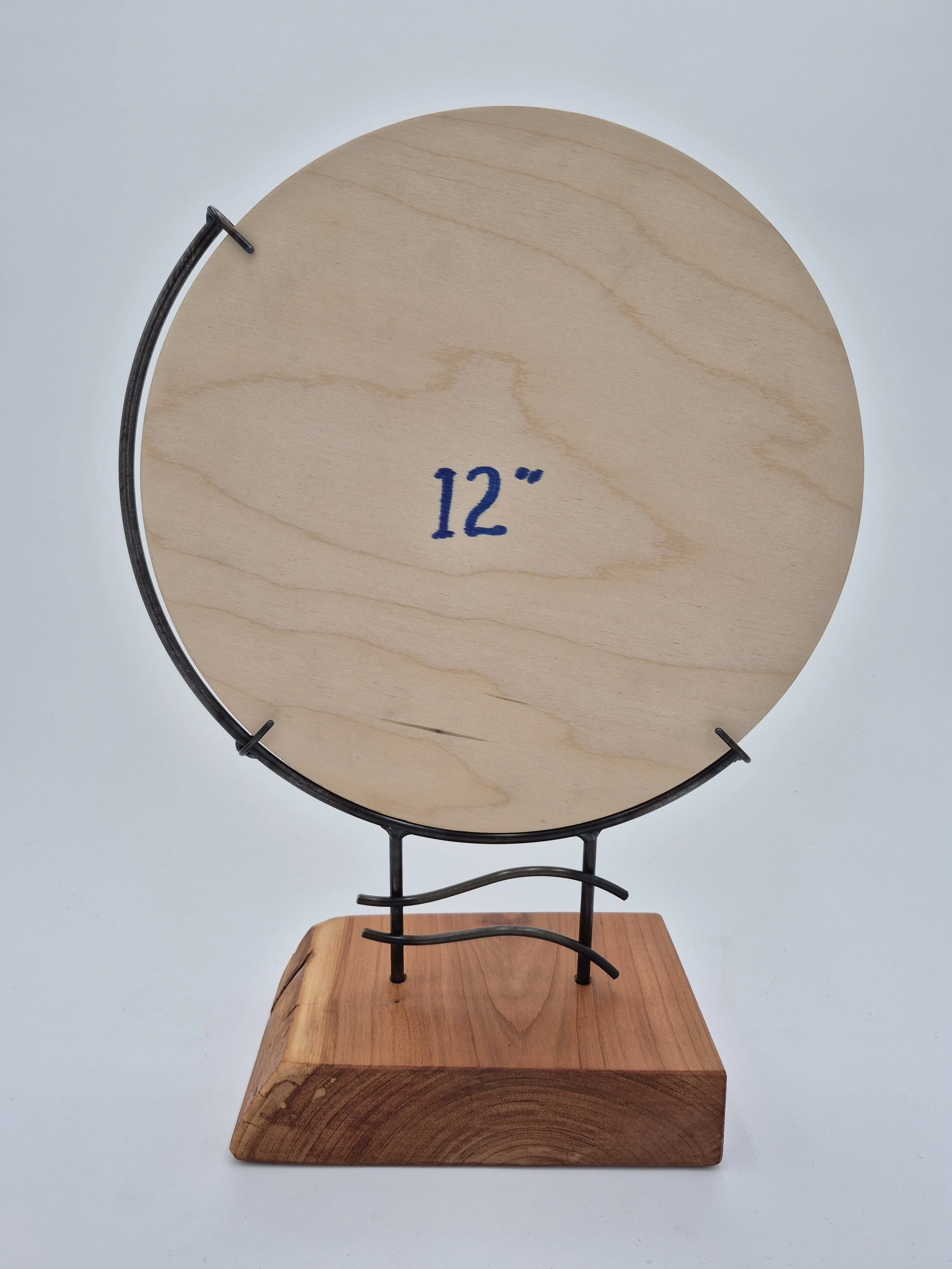 12" glass stand on cherry