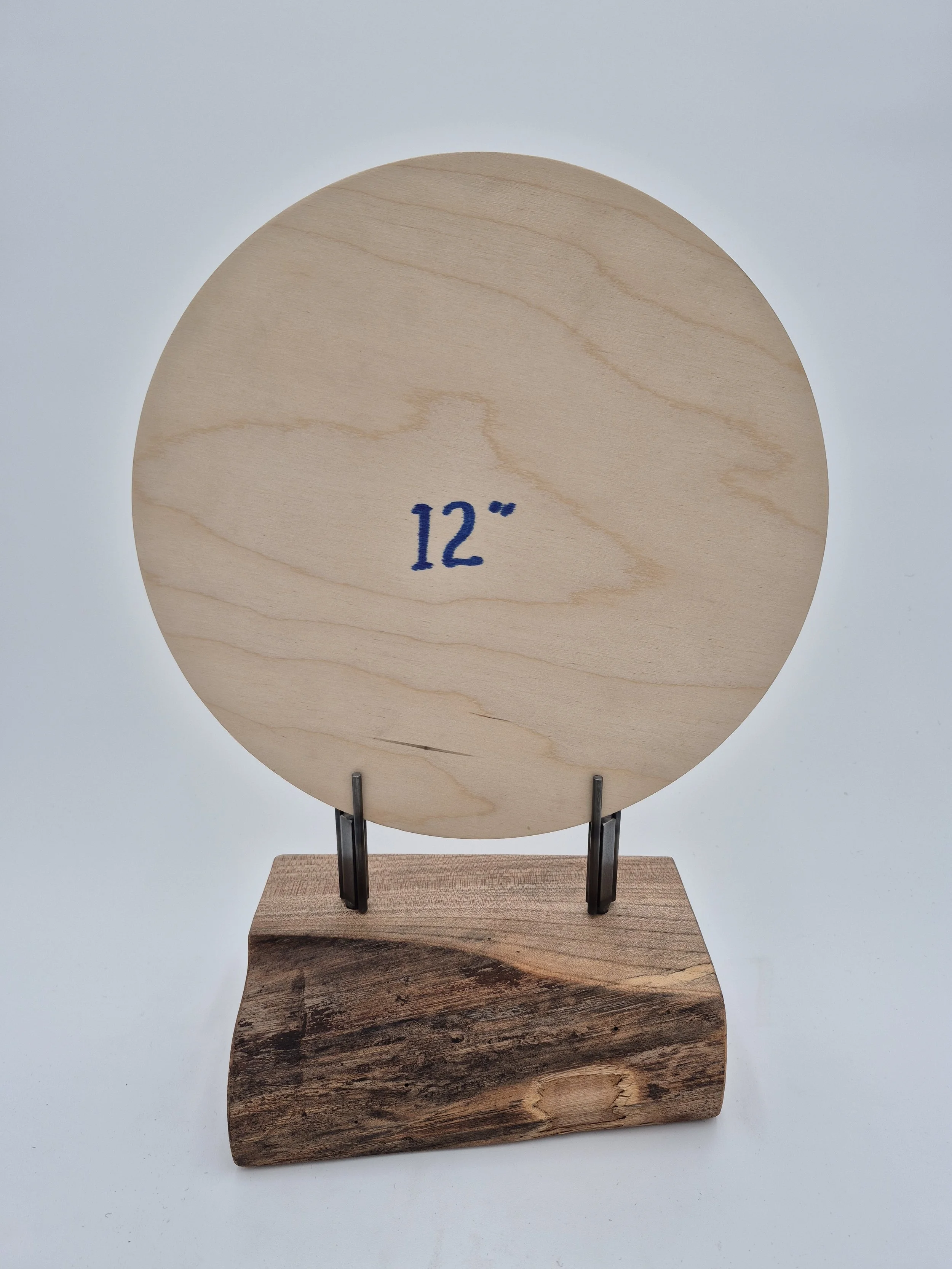 12"-18" round or square glass stand on sycamore