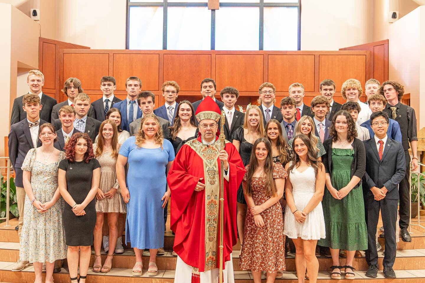 Congratulations to all of Confirmandi!🔥🕊️🙏 On Saturday evening, during our vigil Mass, thirty-four candidates received the Sacrament of Confirmation conferred by Bishop Cunningham at Holy Cross Church. Confirmation brings us the seven gifts of the