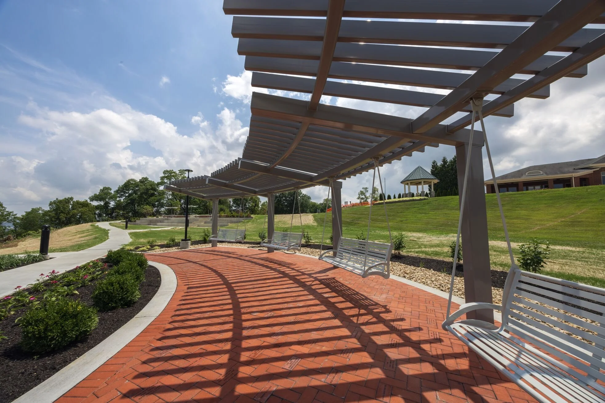 swings  and brick pavers