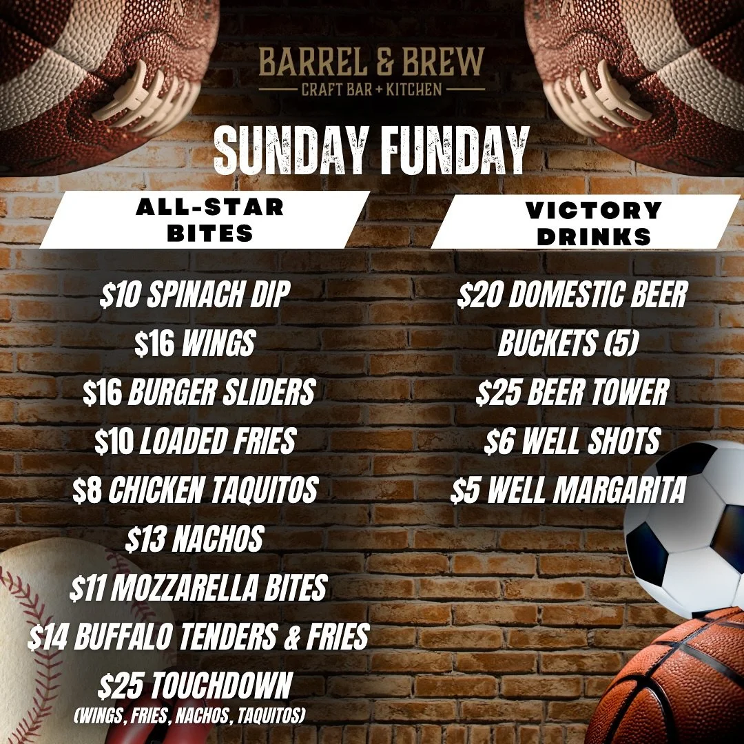 Sunday Funday done right! 🏈🥂

Barrel bites, craft cocktails &amp; good vibes all day long at Barrel &amp; Brew. Pull up with your crew and let&rsquo;s make Sunday the best day of the week.

#SundayFunday #BarrelandBrew #NewMilfordEats #BrunchGoals