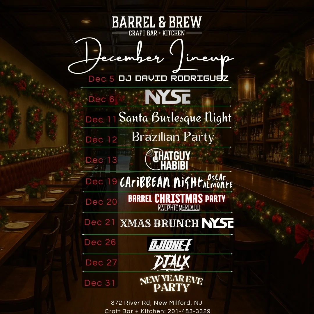 December at Barrel &amp; Brew = nonstop vibes. Which night are you pulling up to? 🎄🍸