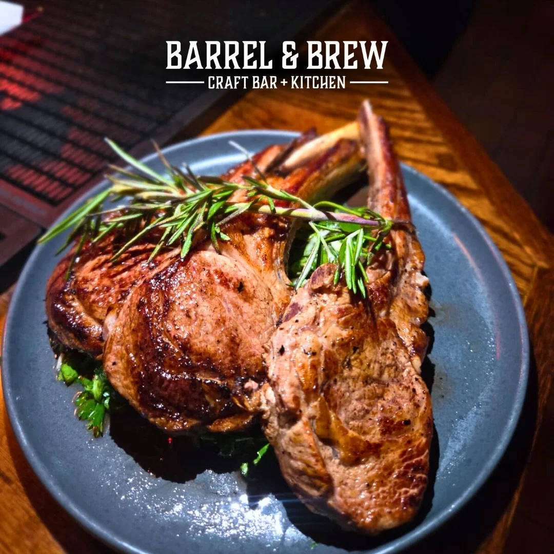 Juicy lamb lollipops, perfectly marinated and paired with fresh herb chimichurri 🌿
Your next favorite bite is waiting.

📍 @barrelandbrewcraftbar