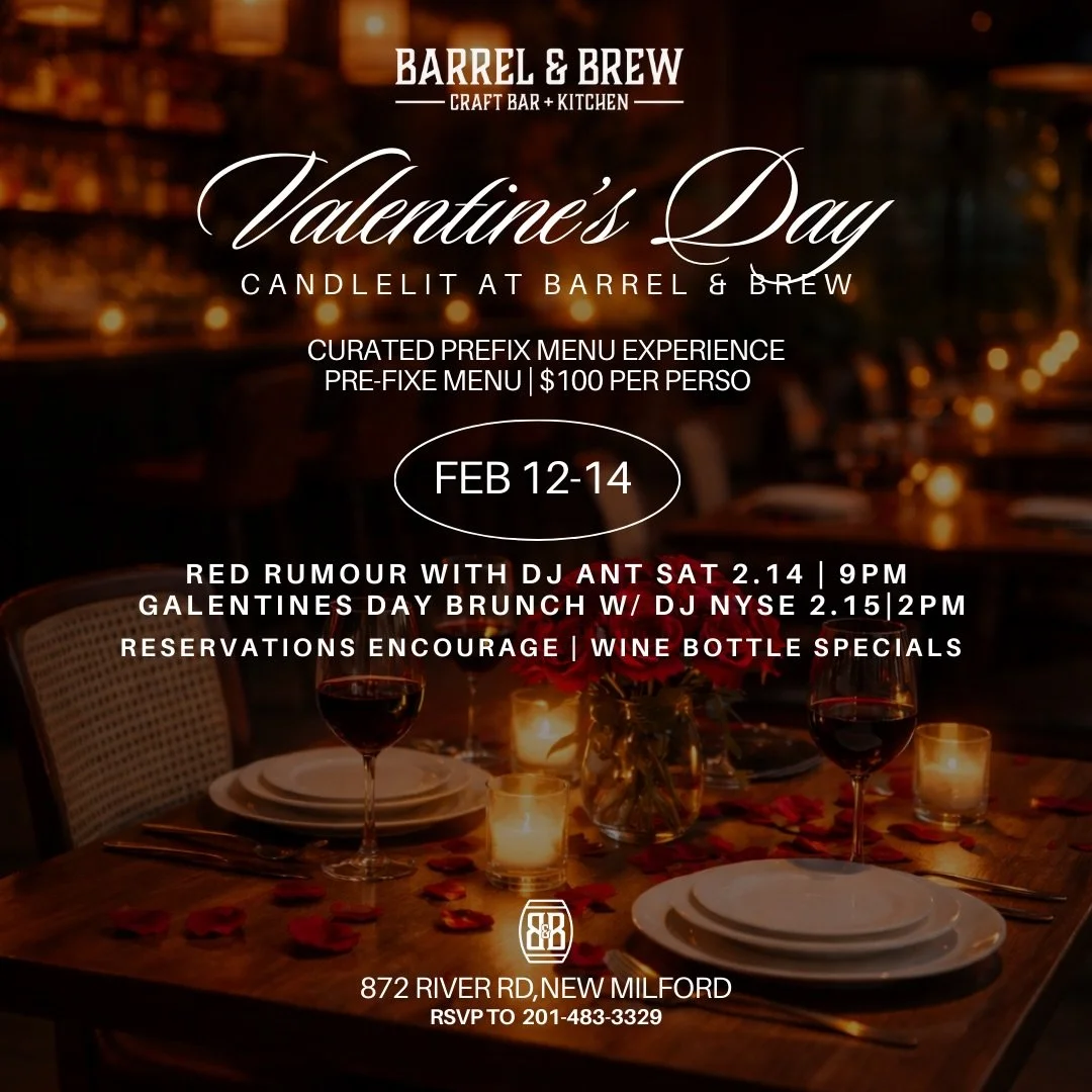 Love is in the air at Barrel &amp; Brew 🤎 

✨ Candlelit Prix Fixe Dinner | Feb 12&ndash;14
❤️&zwj;🔥 Red Rumour w/ @_nyc_lee_ | Feb 14 &bull; 9PM
💗 Galentine&rsquo;s Brunch w/ @djnyse_ | Feb 15
🥂 Champagne specials &bull; good music &bull; better 