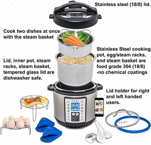 Yedi 9-in-1 Total Package Instant Programmable Pressure Cooker, 6 Quart,  Deluxe Accessory kit, Recipes, Pressure Cook, Slow Cook, Rice Cooker,  Yogurt Maker, Egg…